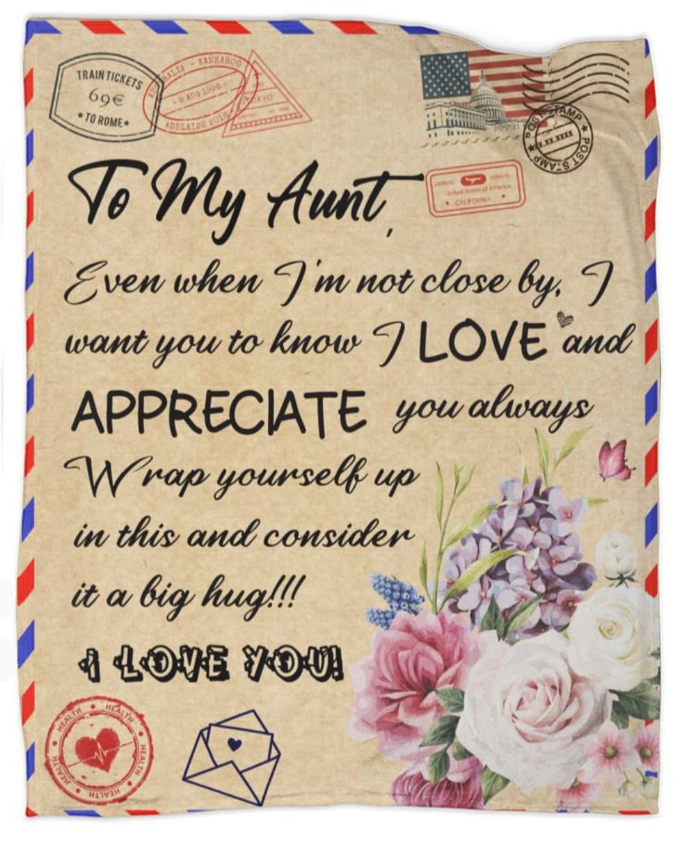 Ajiiusv Women's Aunt-2 To My Aunt Blanket From Niece Quilt Envelope Throw Blankets Mothers Day Blanket Gifts For Auntie Flannel Blanket Birthday Day Holiday 50"X60"