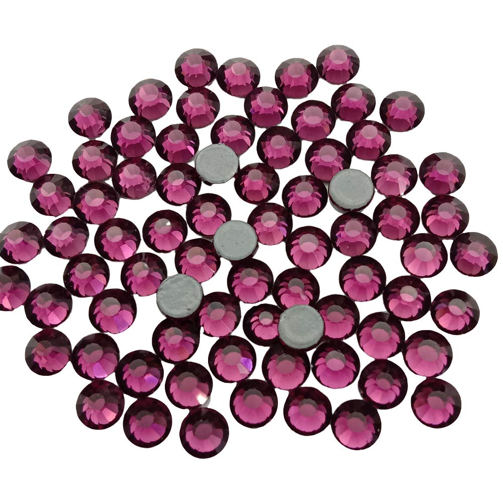 Queenme Round Hotfix Rhinestones Glass Flatback Crystals Hot Fix Stones Dazzling Gems for Clothing Shoes Jewelry Fabric Crafts (720pcs 4.7mm SS20, Amethyst)