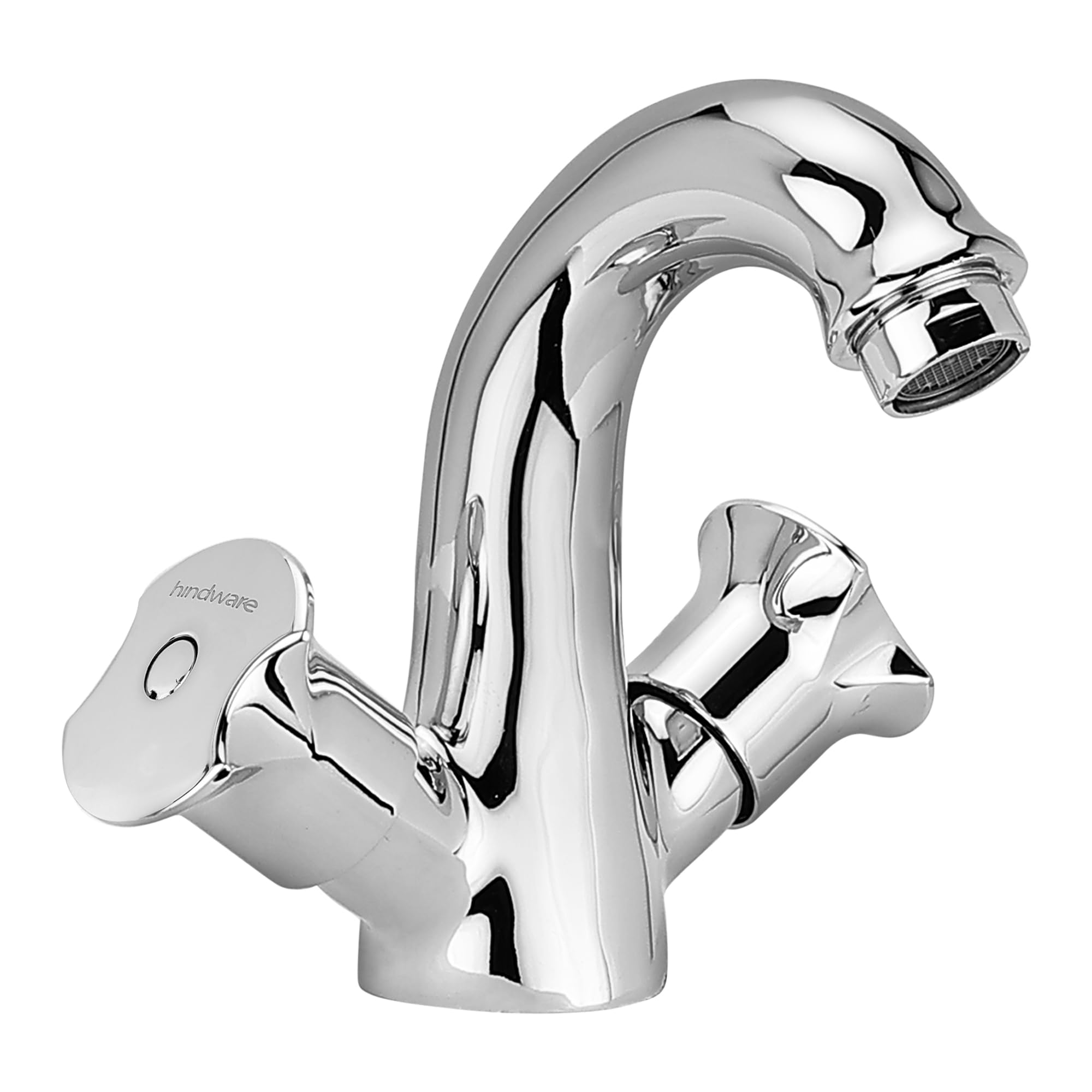 Hindware F920034CP Lyra 2-in-1 Brass Center Hole Basin Mixer for Bathroom (Chrome Finish), Tap for Wash Basin