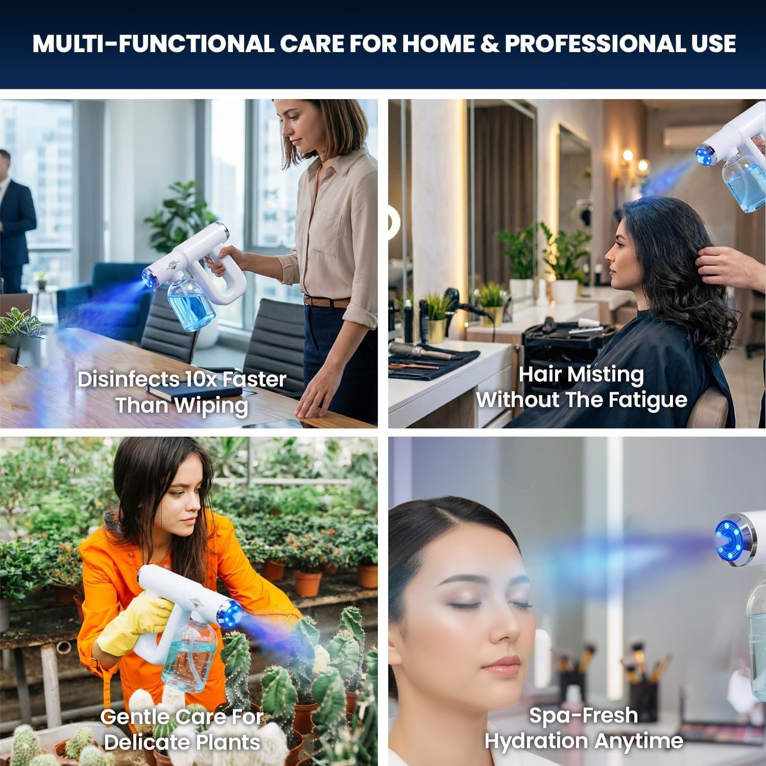 Professional K12 Nano Spray Gun with Blue Light, Atomizer Sprayer & Nano Steam, Cordless & Rechargeable Barber Spray Gun for Fine Mist Sprayer, Handheld & Portable for Home, Salon, Office & Travel Use