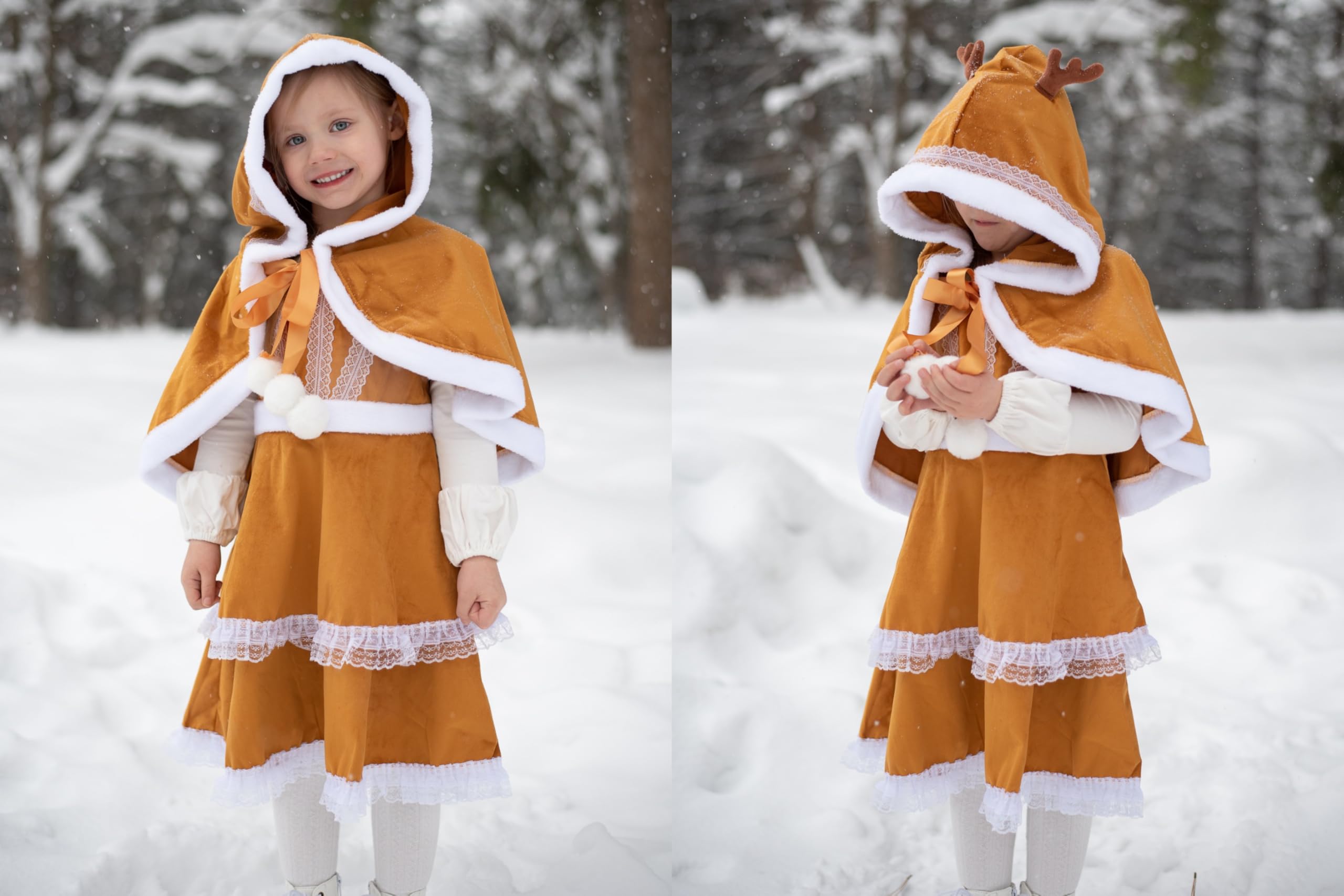 ReliBeauty Déguisement Renne pour Filles Costume Cerf Robe Noël pour Enfant