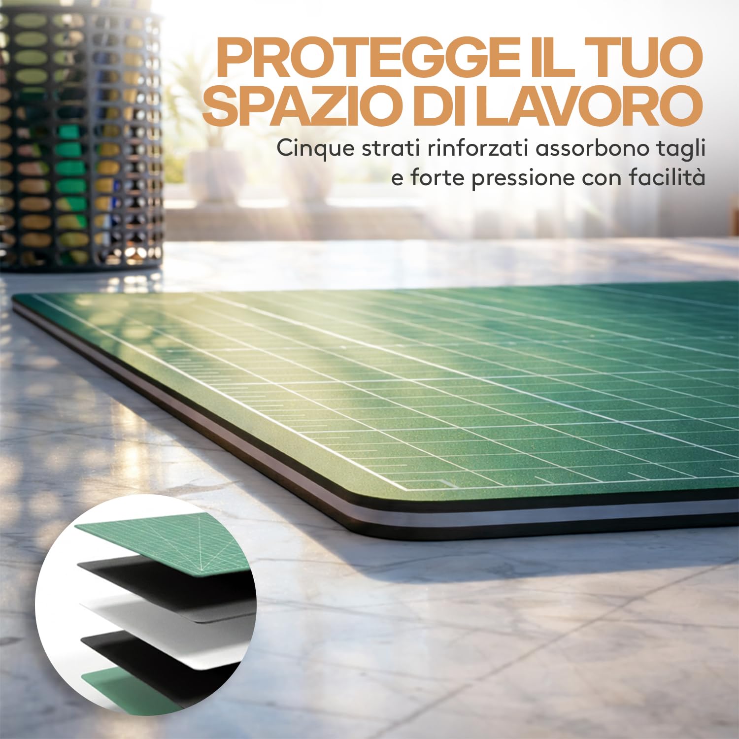 ACROPAQ A2 Tappetino da taglio auto-riparante 60 x 45 cm 5 strati protezione mobili