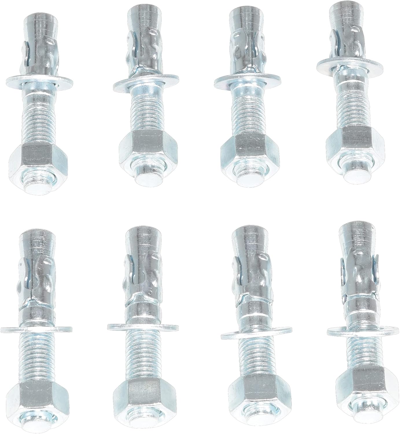Vestil AS-344-8PK Steel Concrete Sleeve Anchor Bolts 8 Pack 3/4 in. x 4 in. Silver