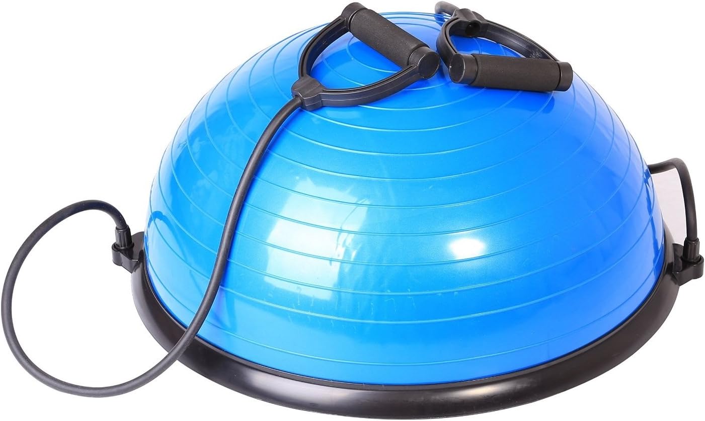 SportPlus Exercise Ball with Resistance Straps – 62 cm Balance Ball Trainer – Can be Used on Both Sides – Perfect for Strength and Balance Training