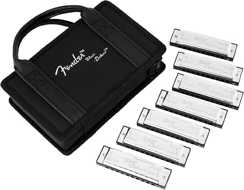 Fender Blues Deluxe Diatonic 10-Hole Harmonica Set with Case, Pack