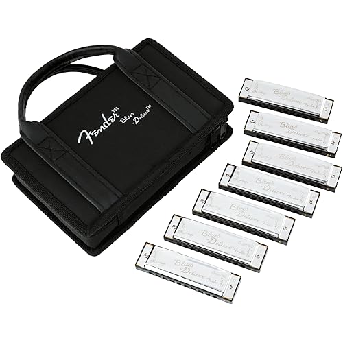 Fender Blues Deluxe Harmonica, Pack of 7 with case (Keys C, G, A, D, F, E, B Flat)