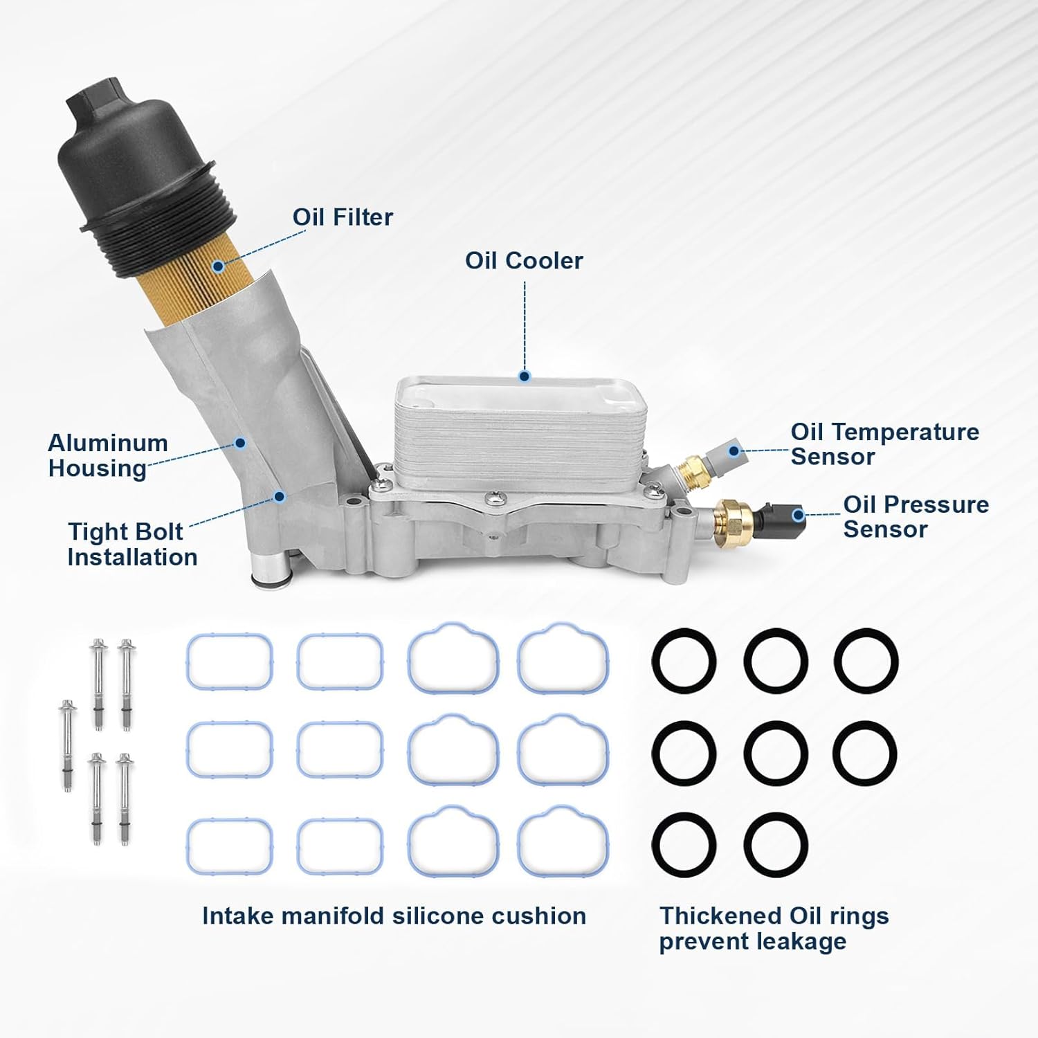 926-959 Aluminum Oil Filter Housing Oil Cooler Compatible with 2011-2024 Dodge Challenger Charger Caravan Journey Chrysler 200 300 Town Country Jeep Wrangler Grand Cherokee Ram 1500 2500 3500 926-876