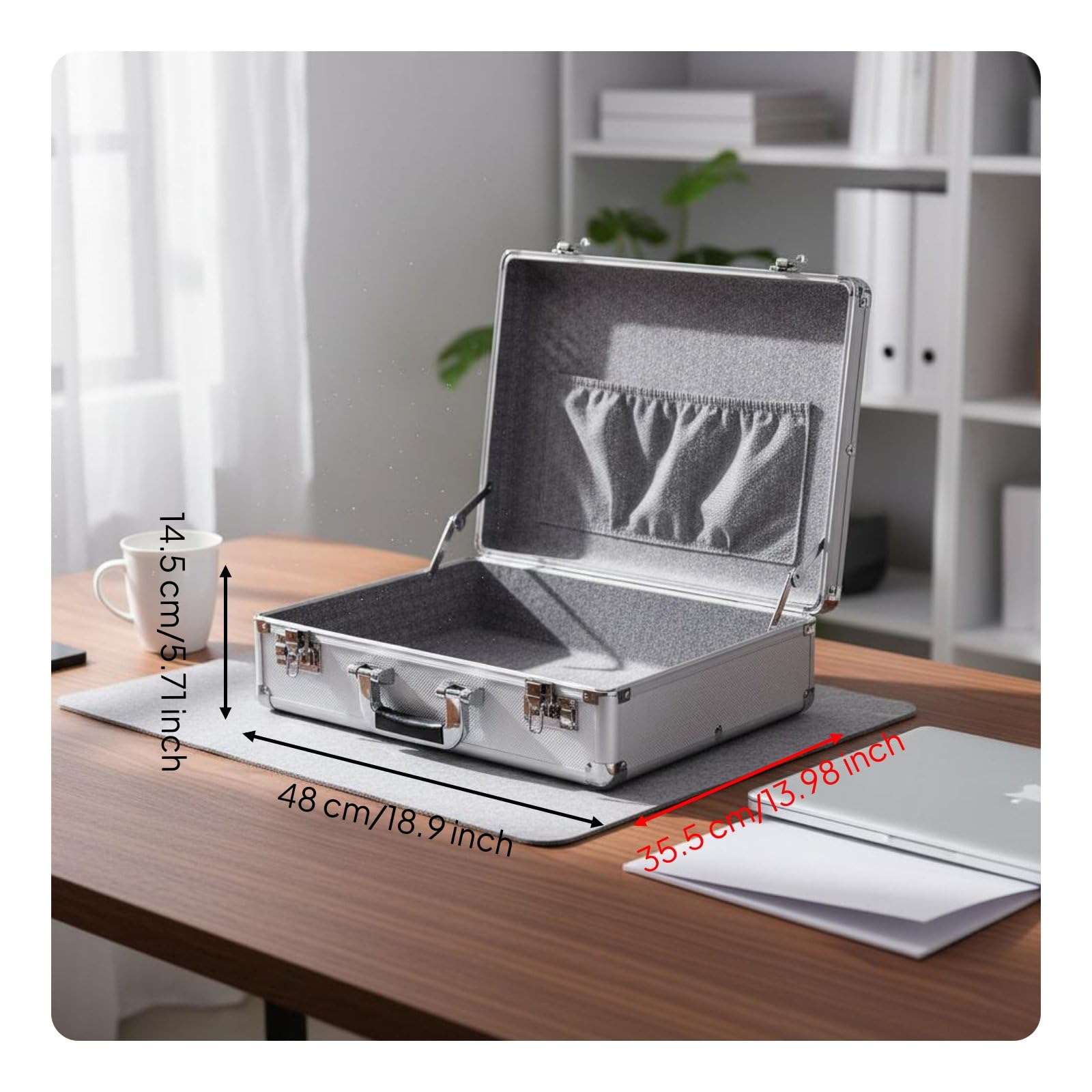 perfeclan Maletín de Aluminio Caja de Caja Organizadora de con Doble Combinación y Asa Portátil Apto para Oficina Viajes Transporte de Equipos Pequeños Hogar, Plata, L P-lock