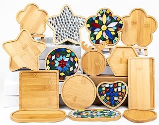 Lanyani 10pcs Wooden Assorted Shapes Mosaic Bases for DIY Mosaic Coaster...
