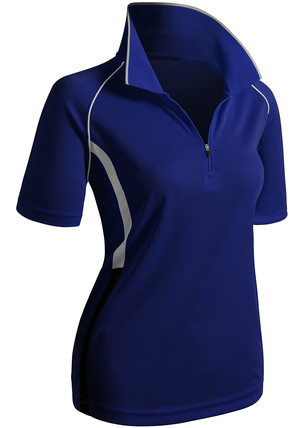 CLOVERY Women's Active Wear Short Sleeve Zipup Polo Shirt
