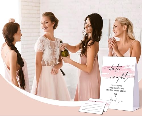 Miniatura 5 de Pink Swash - Juego de cita nocturna, letrero de ideas para citas nocturnas con 50 tarjetas, juego de despedida de soltera, decoraciones modernas de