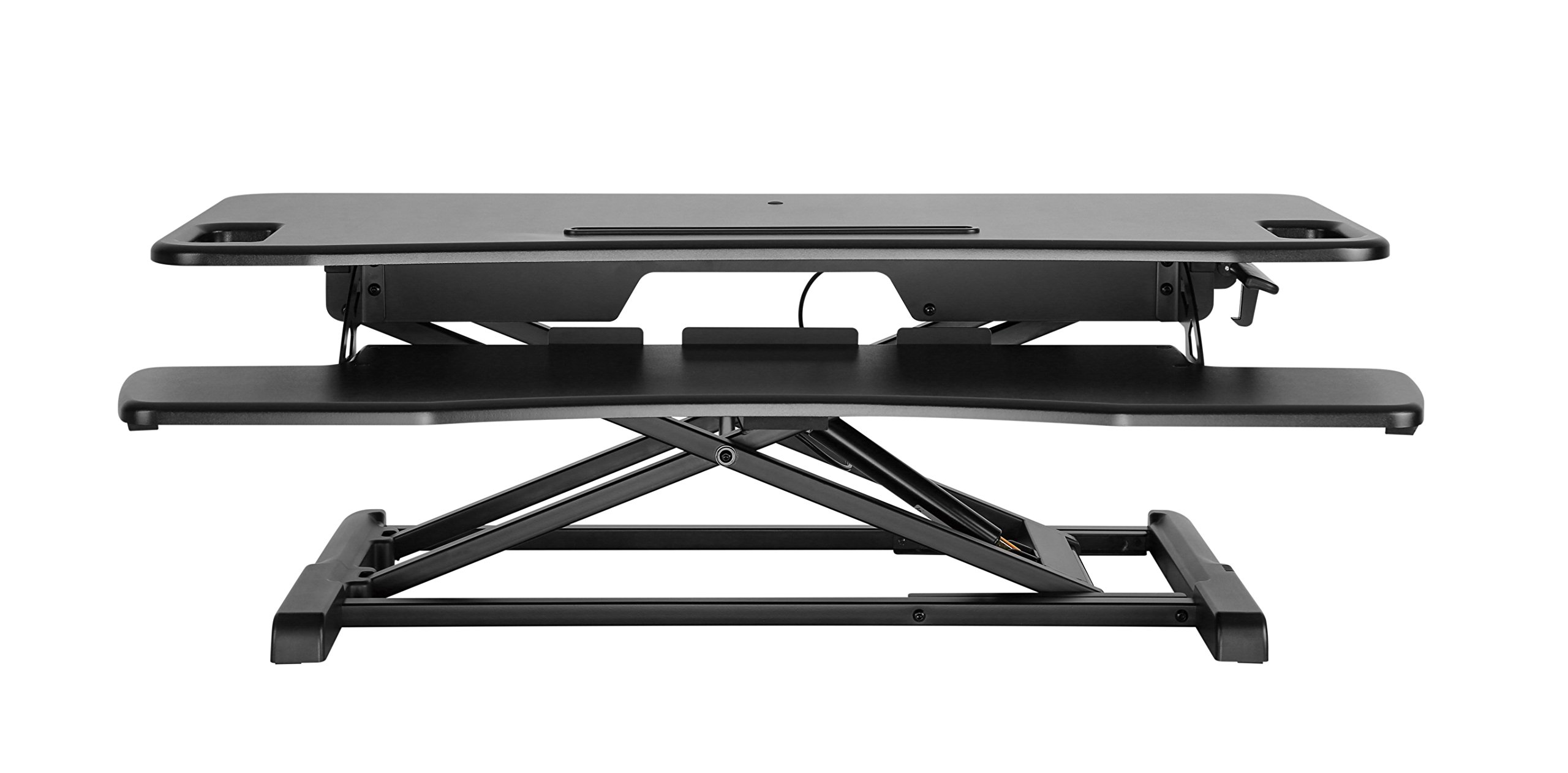 HALTERUNGSPROFI Steh-Sitz Schreibtisch Sit-Stand Workstation Höhenverstellbarer Aufsatz für den Schreibtisch, zum Arbeiten im Sitzen oder Stehen mit Gasdruckfeder GTS-012 (95cm)