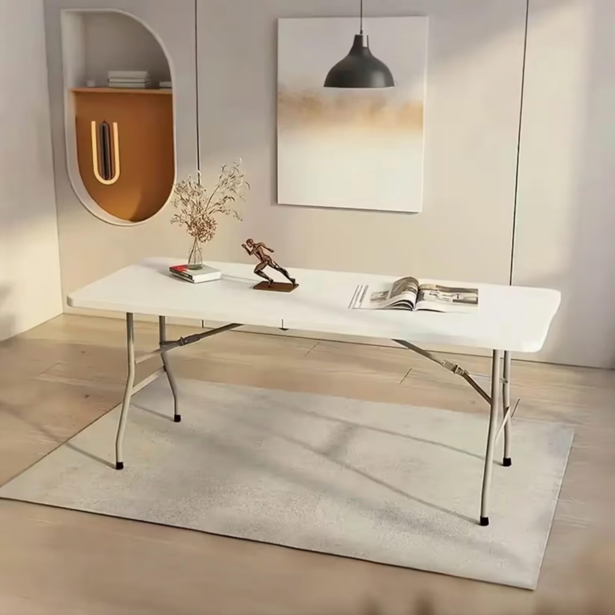 Mi Ko Mi Ka Mesa Plegable Solid 180cm o 122cm, portátil, Normativa Uso público Interior/Exterior (EN 581-1/3) Tablero Resina HDPE 3,5cm, Capacidad 4/6/8 Personas y Carga 150 kg. Multiuso