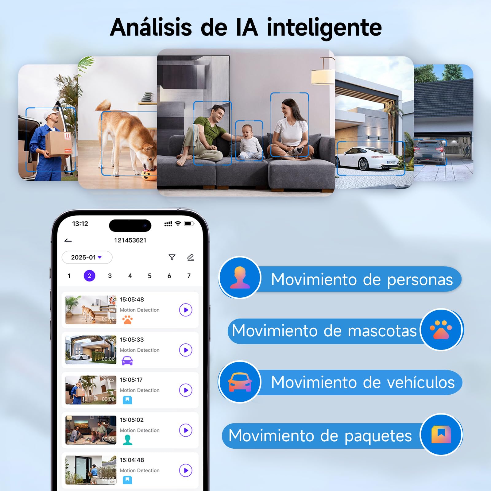 Ediloca Camara Vigilancia WiFi Exterior, Cámara de Vigilancia 2K 3MP con Rotación Horizontal de 300°, Batería Recargable, Detección Humana PIR, Visión Nocturna en Color, Audio Bidireccional, Sirena