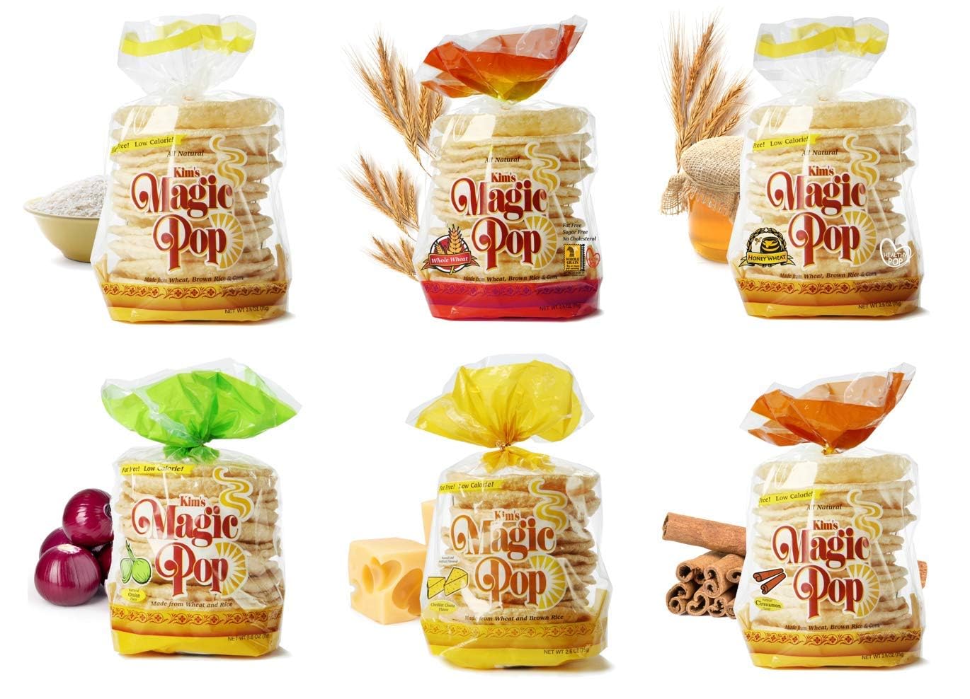 Kim's Magic Pop, Small Combo Pack A, 6 Packs: Freshly Popped Grain Snack with a Wholesome Blend of Wheat, Brown Rice & Corn Made for Today¡¯s Health-Conscious consumers
