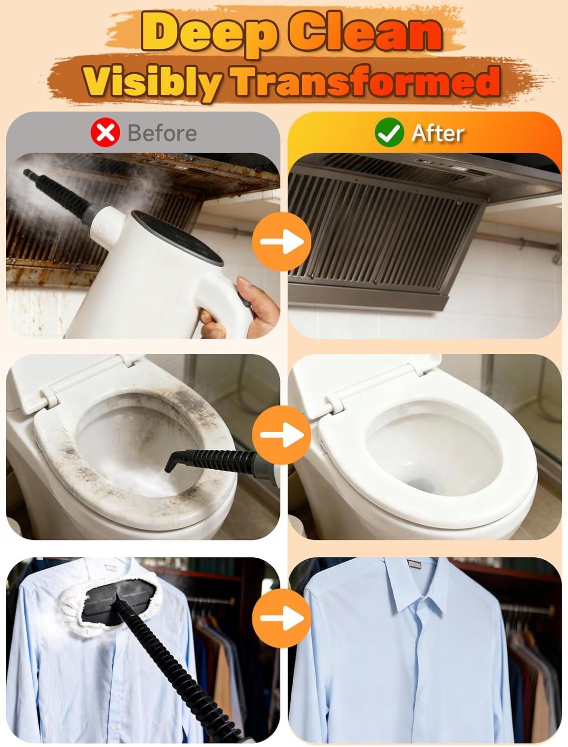 Killrose Handheld Steam Cleaner, Pressurized Steam Cleaner with 10–15s Fast Heat, Dual Power Modes & Self-Clean, Multi-Surface Steamer with 12 Accessories for Kitchen, Bathroom, Car - Image 8