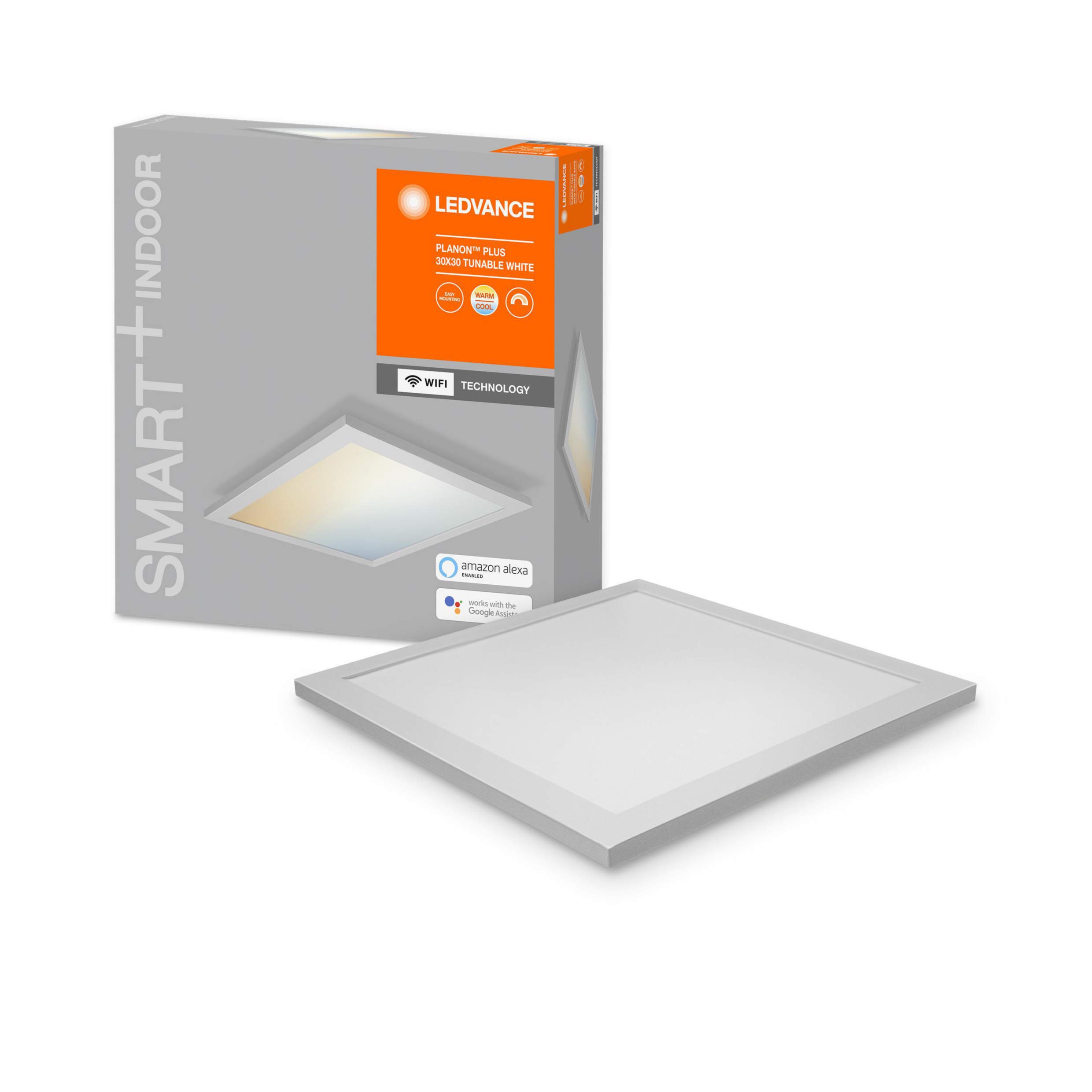 LEDVANCE Panneau lumineux LED intelligent avec technologie WiFi pour l'intérieur, couleur de la lumière variable(3000-​6500K), 30cm x 30cm, compatible avec Google et Alexa, SMART+ PLANON PLUS TW
