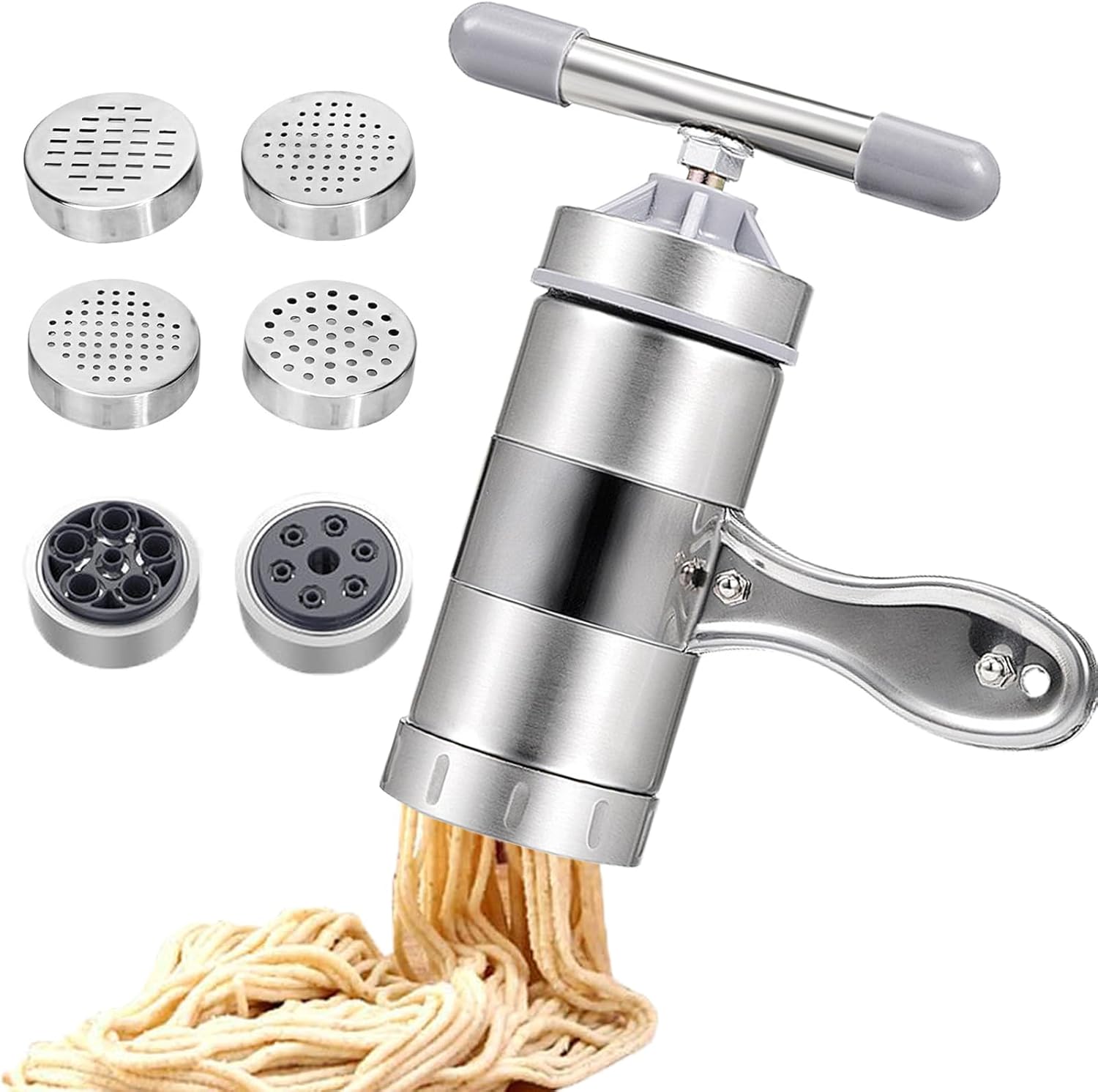 Hendiy Pasta Maker, Noodle Maker with 6 Mould Manual Pasta