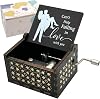 Pursuestar Cant Help Falling in Love Wood Music Box, Vintage Engraved Musical Boxes for Lover Girlfriend Boyfriend Wife Husband - Gifts for Birthday Anniversary Valentines Day