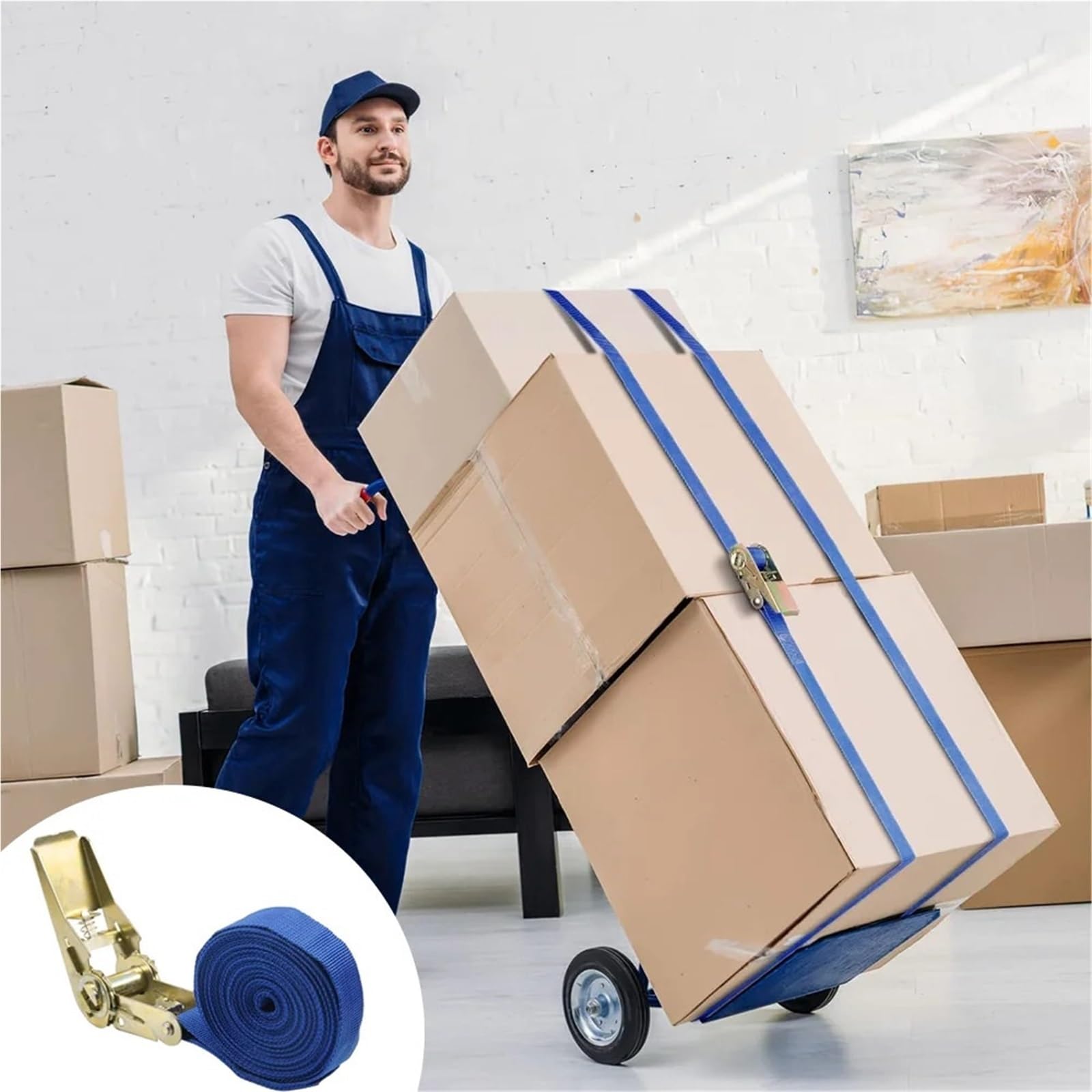 Cinghie Truck Confezione da 6 cinghie di ancoraggio a cricchetto, 5 m × 25 mm con doppi ganci a J, resistenza al carico di 800 kg for fissare il carico su camion, rimorchi, camper