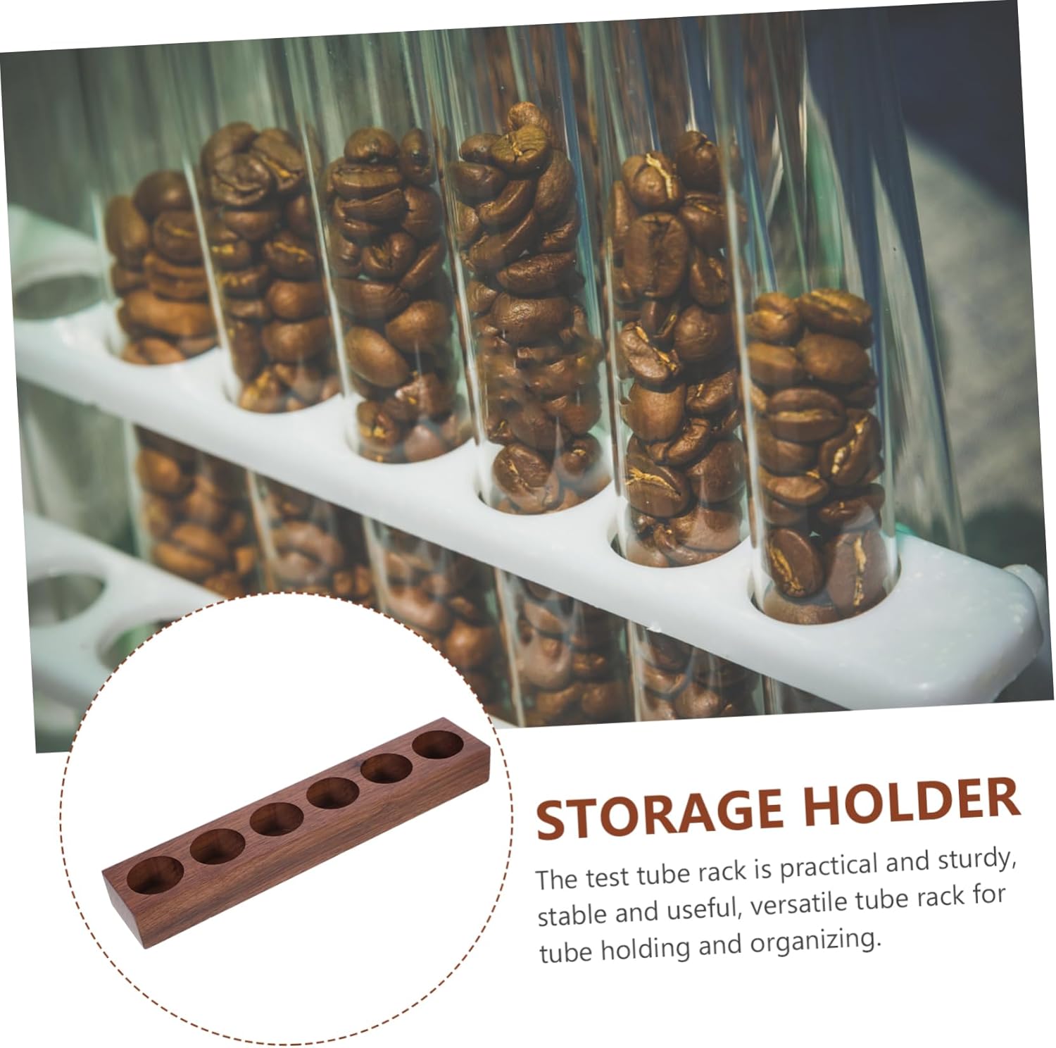 Garneck 4pcs Wooden Coffee Bean Test Tube Rack Display Stand Storage Rack Test Tube Holder