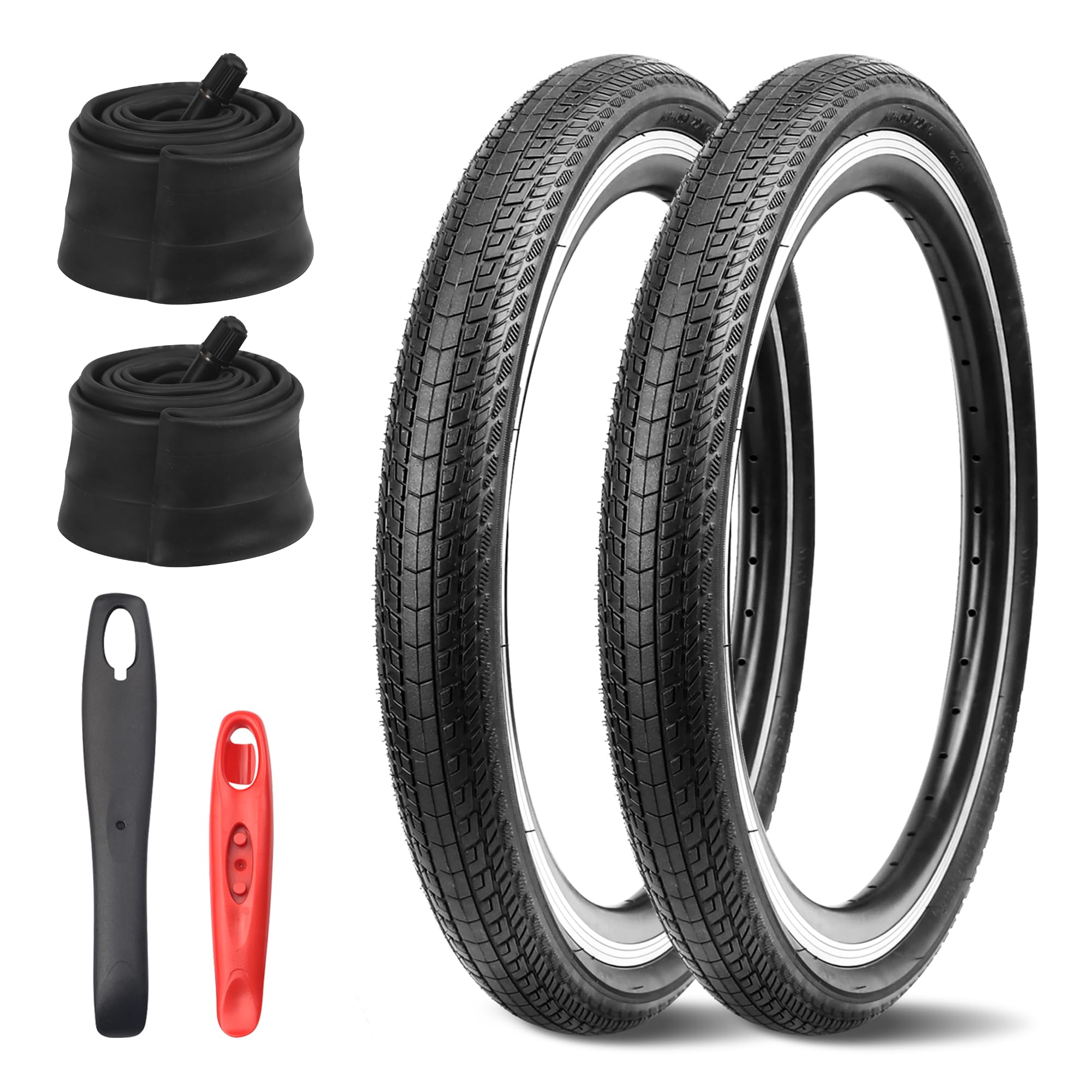 2-Set 20/24/26x1.75 Zoll Fahrradreifen+20/24/26x20x1.5-1.75 Schläuche mit AV 35MM & Reifenheber，Beste Wahl für Radsportbegeisterte