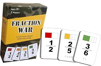 Fraction War Math Game - Fun Math Game to Learn, Compare and Simplify Fractions for 2nd Grade, 3rd Grade, 4th Grade, 5th Grade (4 Pack)