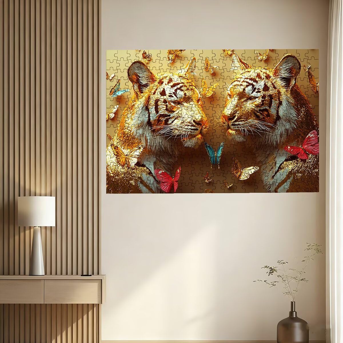 Puzzle 5000 sztuk dla dorosłych tygrys, puzzle motyl, puzzle 5000 sztuk dla dorosłych, drewniane puzzle z pudełkiem na prezent rozmiar 156 x 105 cm, wyzwanie puzzle dla całej rodziny, prezent -2418
