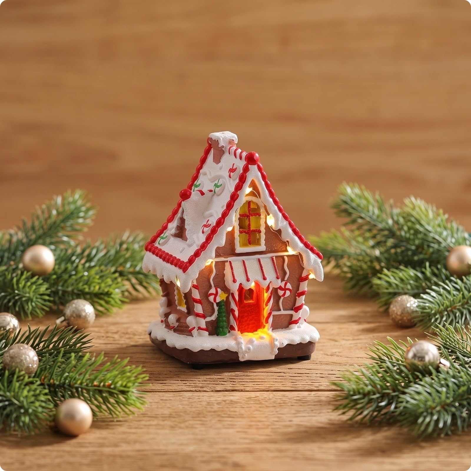 rockible Casa Naviña Luminoso Casa Luminosa Doble Alimentación por USB o Pilas, Naviña con Luz, Cálido, para Chimenea, Estantería, Estilo C