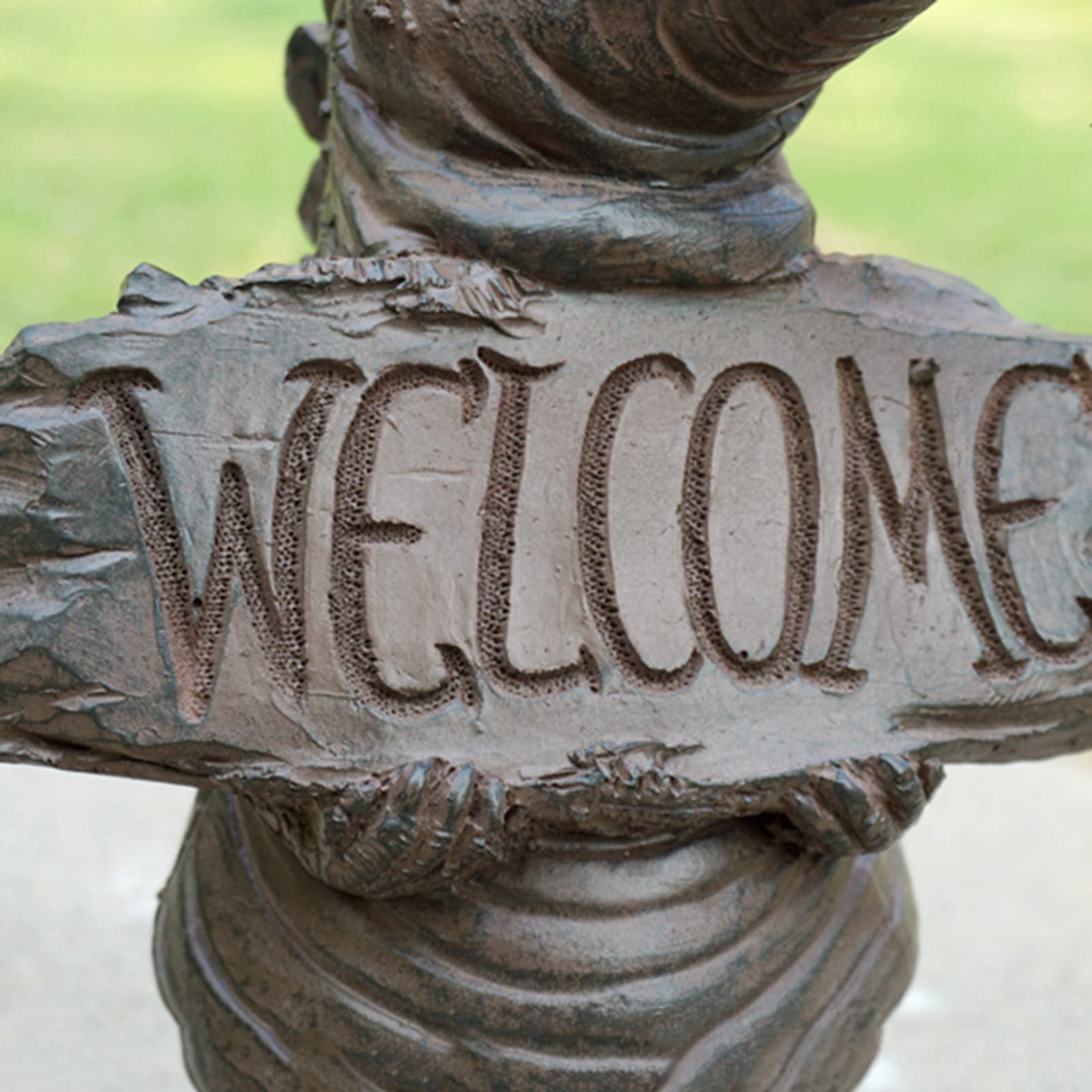 Estatuillas De Jardín, Cocodrilo Feroz Estatua De Resina con Cartel De Bienvenida del Jardín Decoraciones para Entrada De Jardín De Estanque De Césped