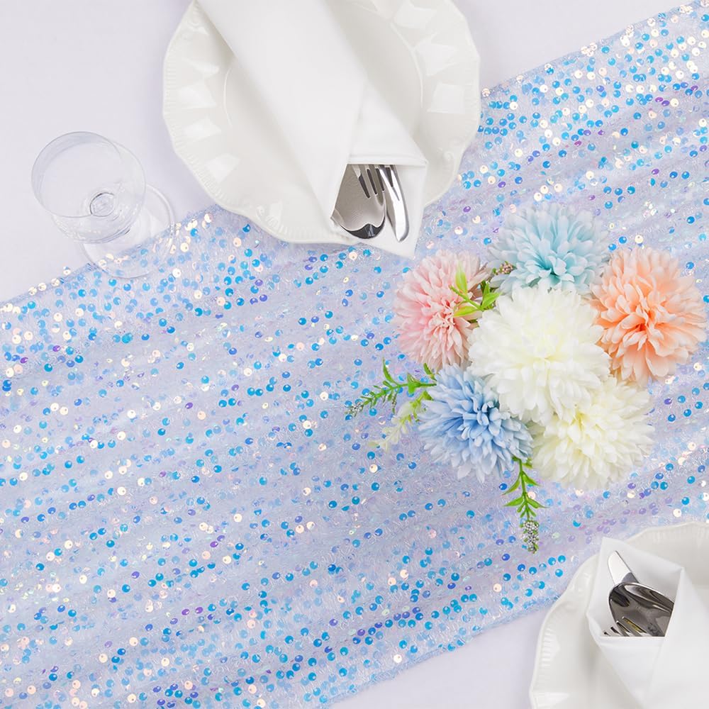 Runner Da Tavolo Con Paillettes - 63x300 Cm, Glitterato Viola, Per Matrimoni, Compleanni E Decorazioni Eleganti - Foto 10