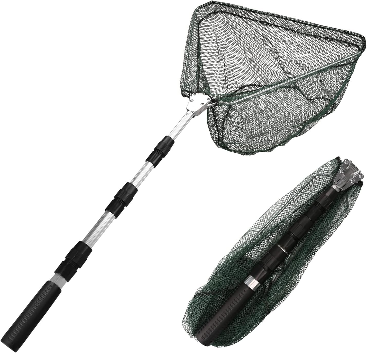 Fishing Net Fish Landing Net Collapsible Fish Net with Anti-Slip Telescoping Rubber Pole Handle for Kids Adults in Saltwater Freshwater Multi-Size 51/82/118/157/197/236/275 inch (210cm / 82inch)