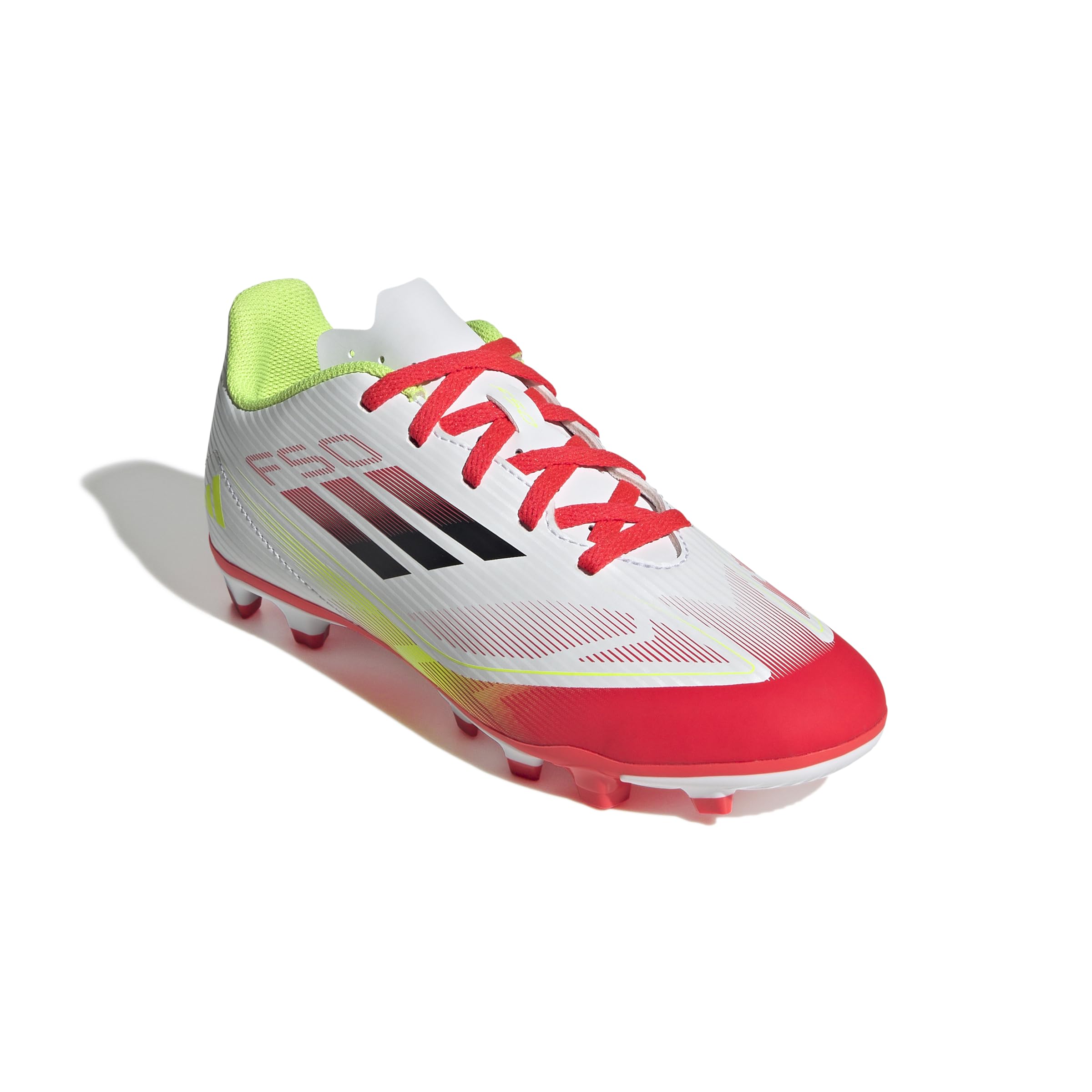 adidas Uniseks - dzieci F50 CLUB Football boots FG/MG Kids, Cloud White/Core Black/Solar Yellow, 31 EU