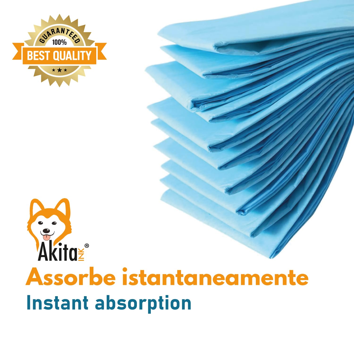 Akitaink - 120 Traverse per Animali Super Assorbenti - Dimensioni 60x90 cm - Tappetini Igienici per Cani e Gatti Multiuso (120 pz 60X90 cm)