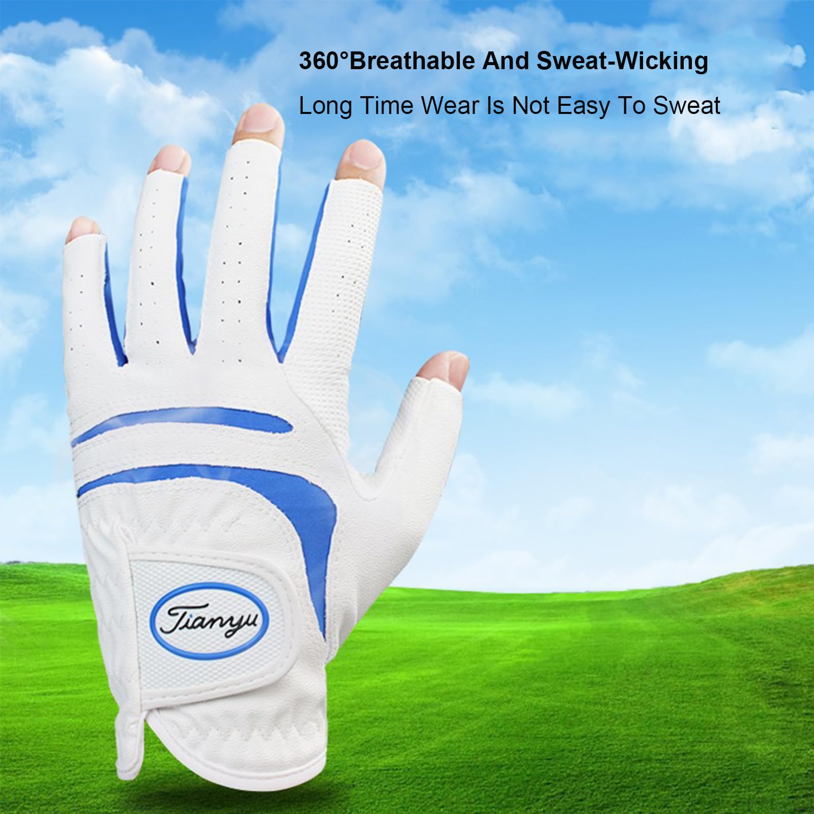 Gants de Golf pour Hommes, 1 Pièce, Demi-Doigt en Cuir, Respirant, Antidérapant, pour Écran Tactile Unique, 1/3,Gray,23(Length18cm)