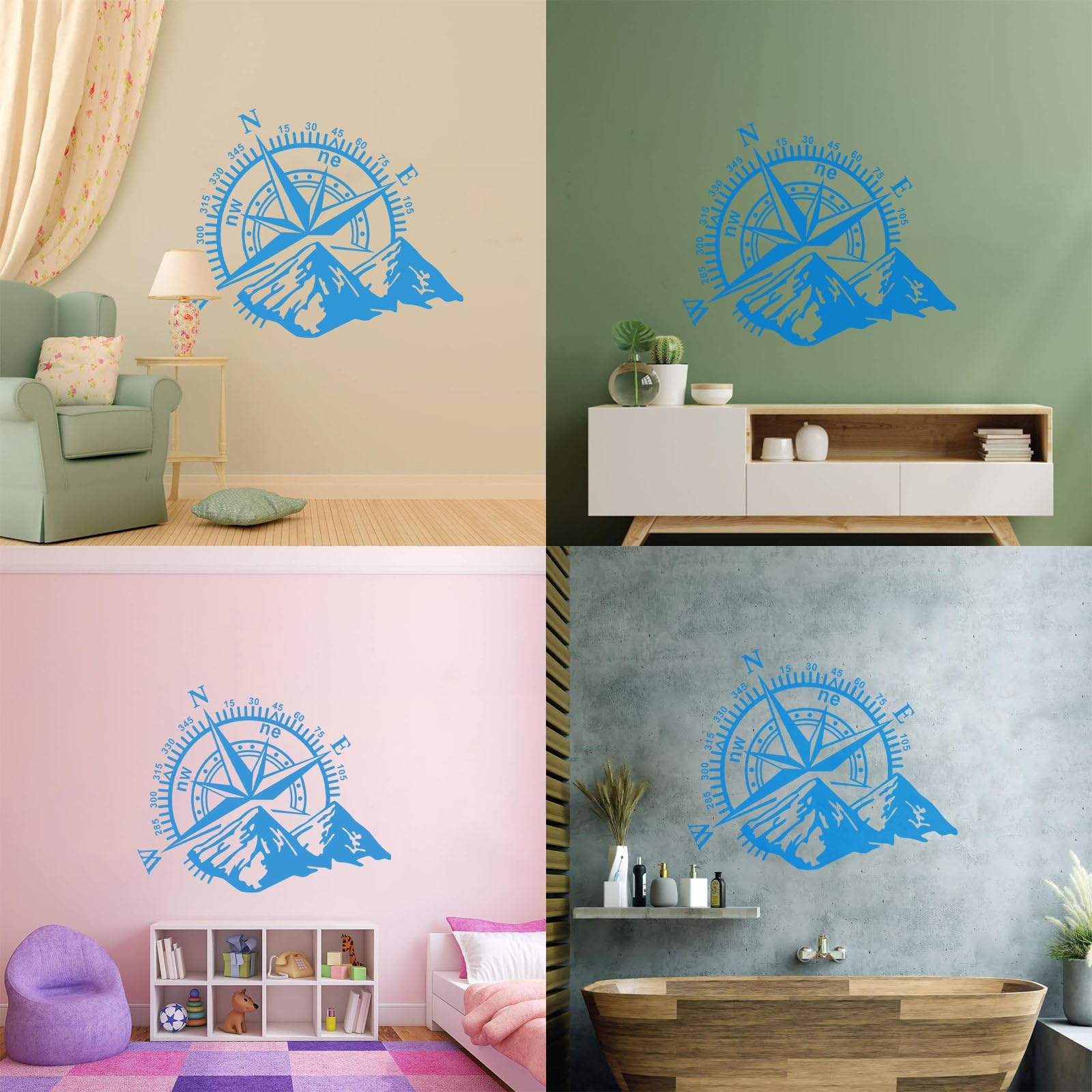 Camper RV Compass Mountains Truck Car Sticker Adventure Travel Camping Vehicle Decal Bedroom Vinyl Home Decor Large - 56x68cm - Image 3