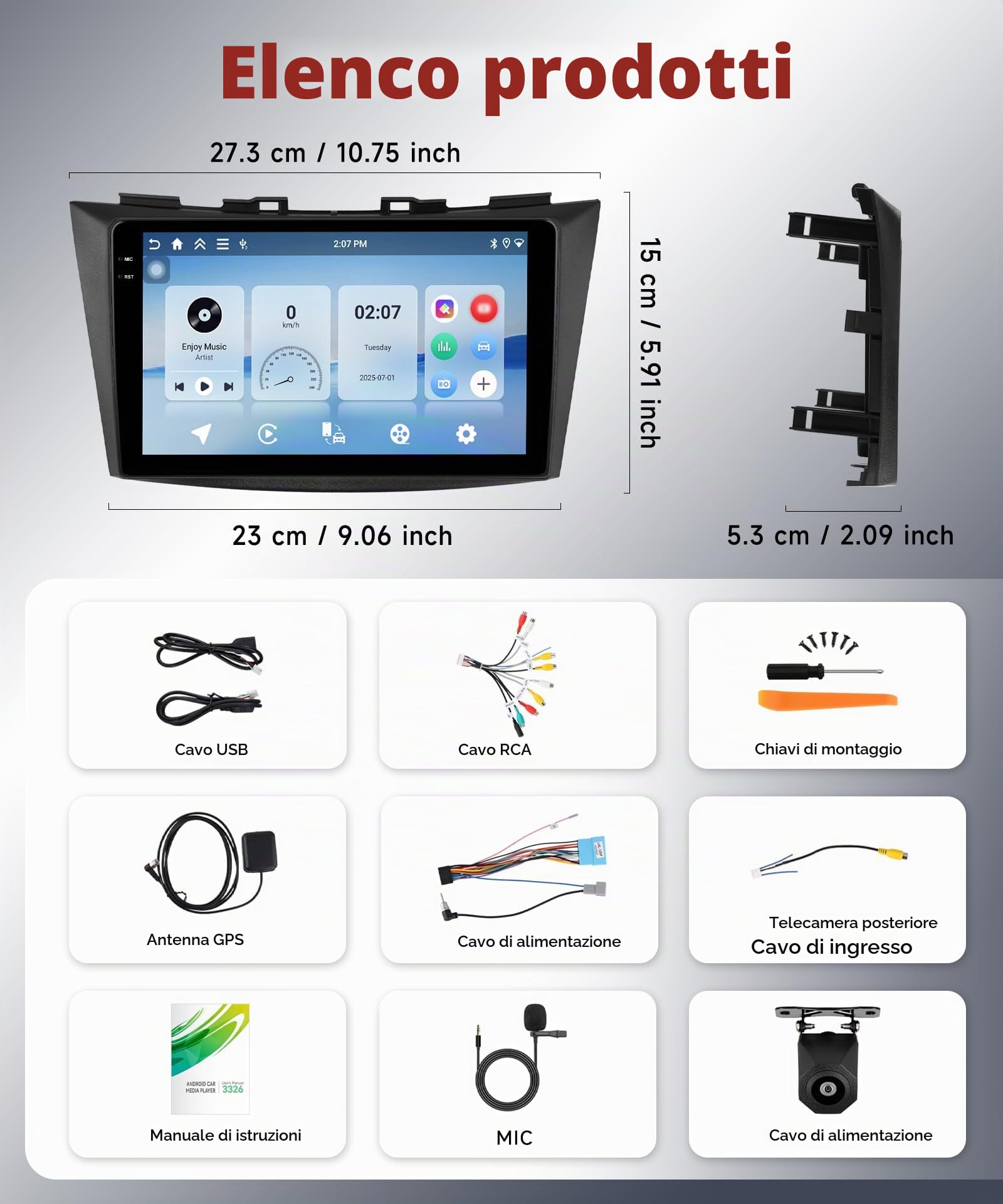 【4+128G】Hodozzy Carplay Autoradio per Suzuki Swift 2011-2017 Suzuki Ertiga 2012-2017, 9 Pollici Schermo In-Cell Stereo Auto Bluetooth 5.0 con Android Auto/EQ/GPS/Wifi/RDS/USB/SWC/DSP