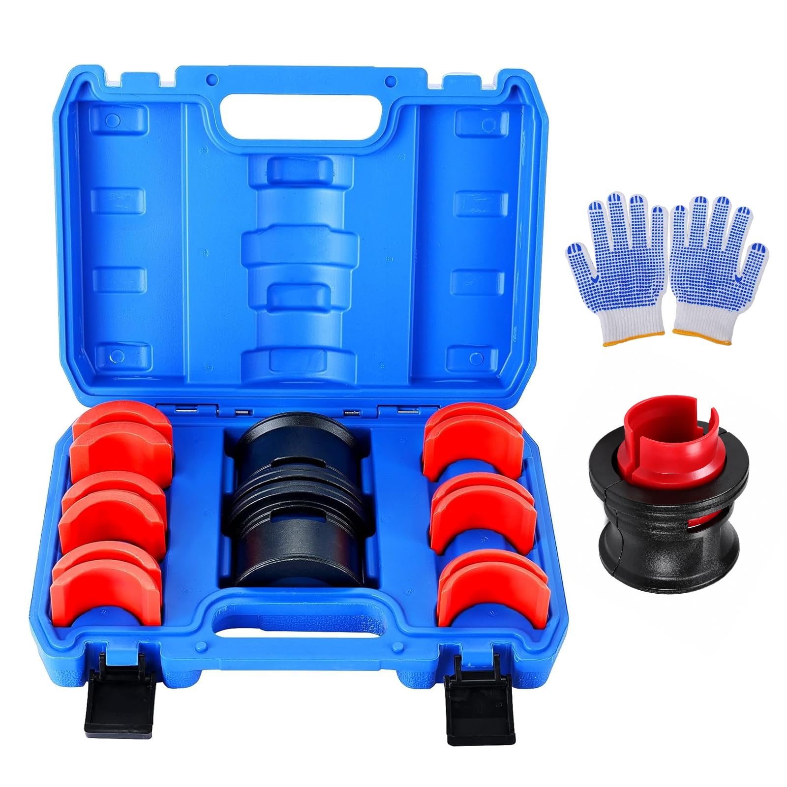 Controlador Sello Horquilla 35-50mm para Motocicleta, Herramienta de Instalación de Retenes de Horquilla con 6 Adaptadores de Plástico para Horquillas Delanteras Convencionales e Invertidas