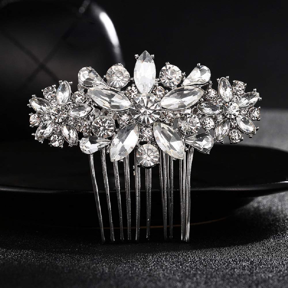 Amazon.com : Crystal Wedding Hair Comb Rhinestone Bridal  display picture 2
