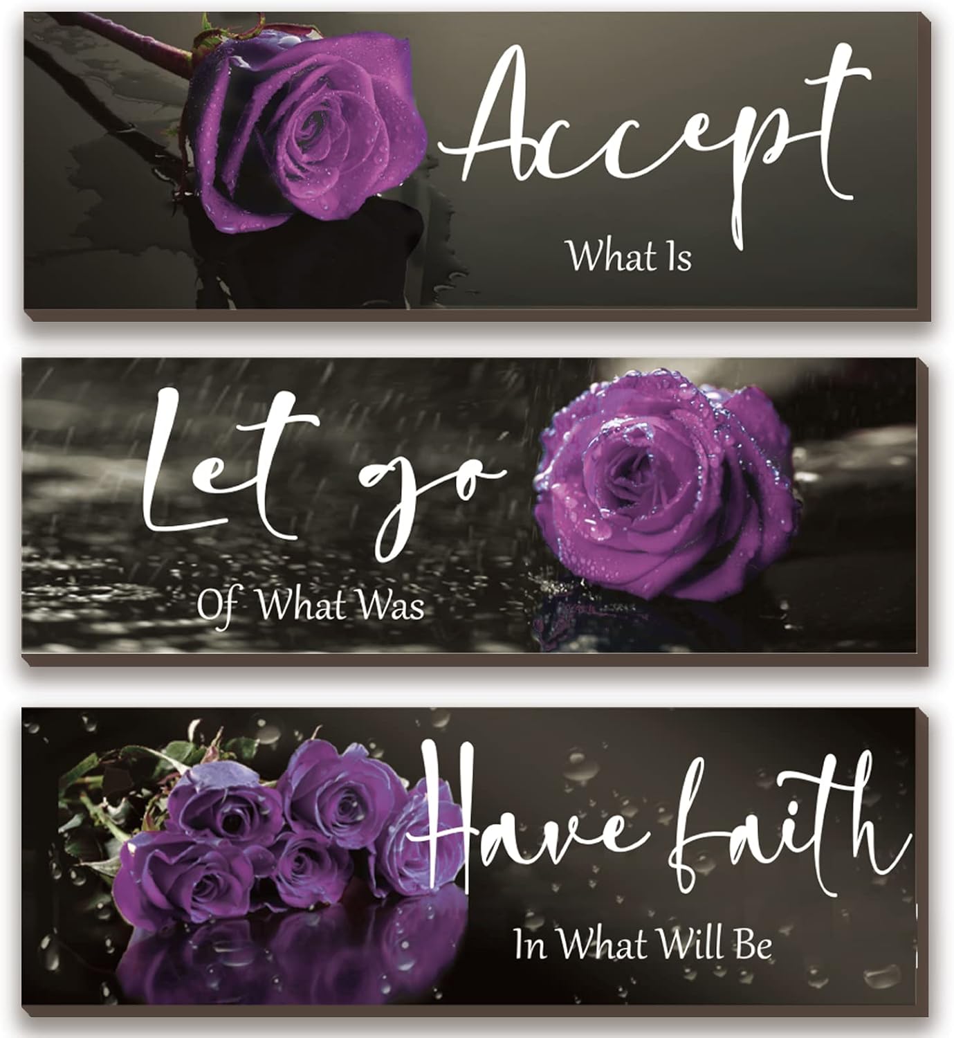 3 Pcs Purple Wall Decor Inspirational Purple Bathroom Wall