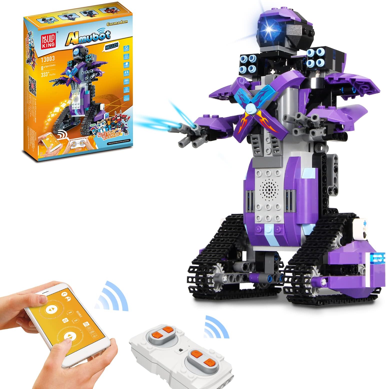 AddshinyStem Robot Building Kit, App & Remote Control Cars Building Toys Sets for Kids,Gift for 8-16 Years Old Boys & Girls,Educational DIY Engineering Construction Block(Knight Purple.333 Pcs)