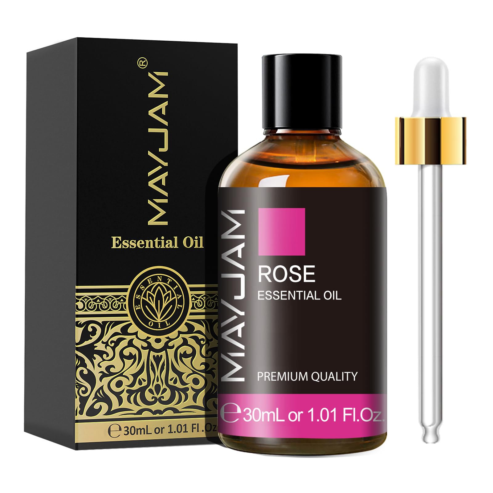 MAYJAM Olio Essenziale Di Rosa 30ml, Olio Di Rosa Per Diffusori, Umidificatori, Fai Da Te, Casa, Guardaroba