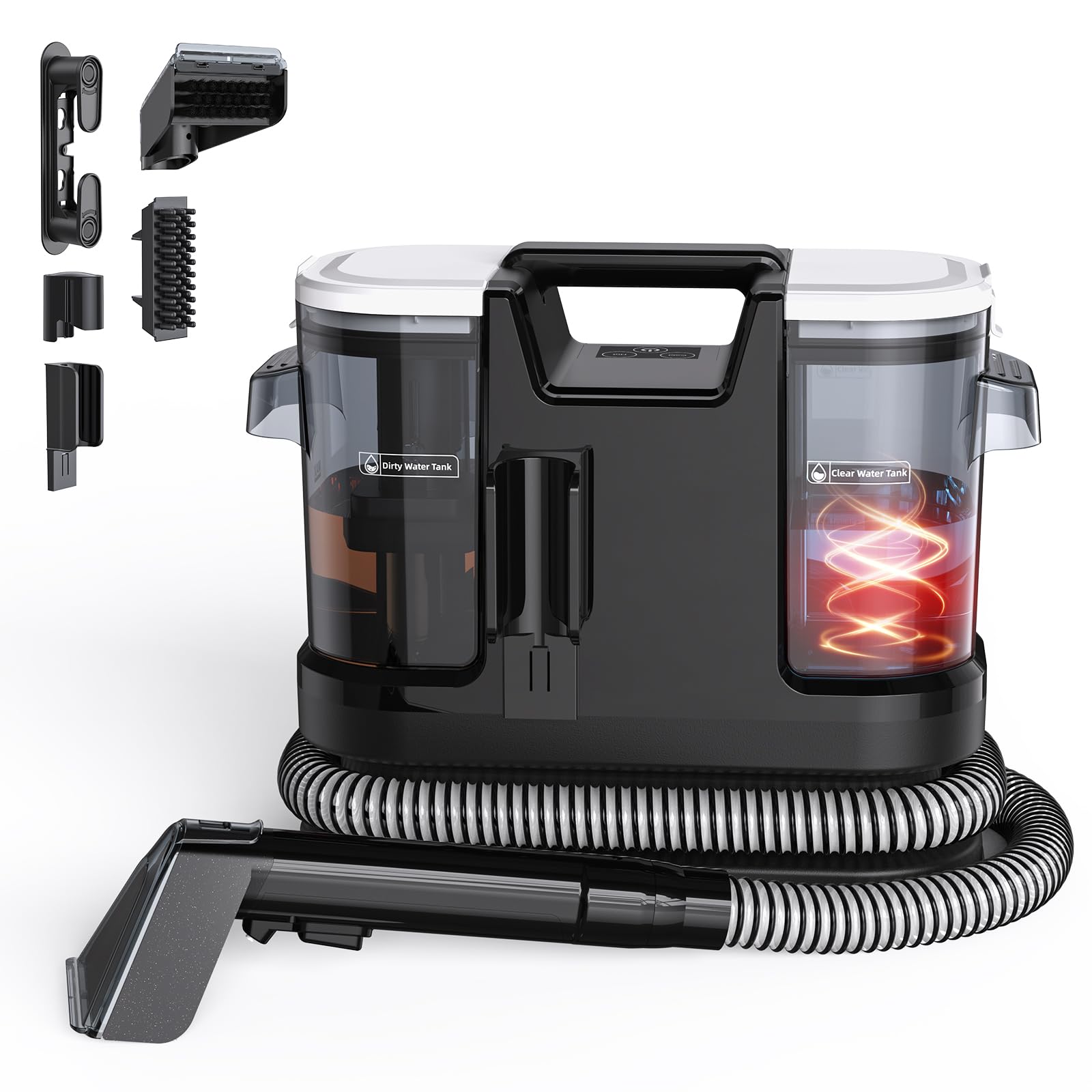 Lubluelu Aspirapolvere bagnato per tappezzeria, dispositivo 18 kPa, 1400 W, pulitore per tappeti, aspirapolvere con riscaldamento rapido a 35-60 °C e autopulente, pulitore portatile per tappeti