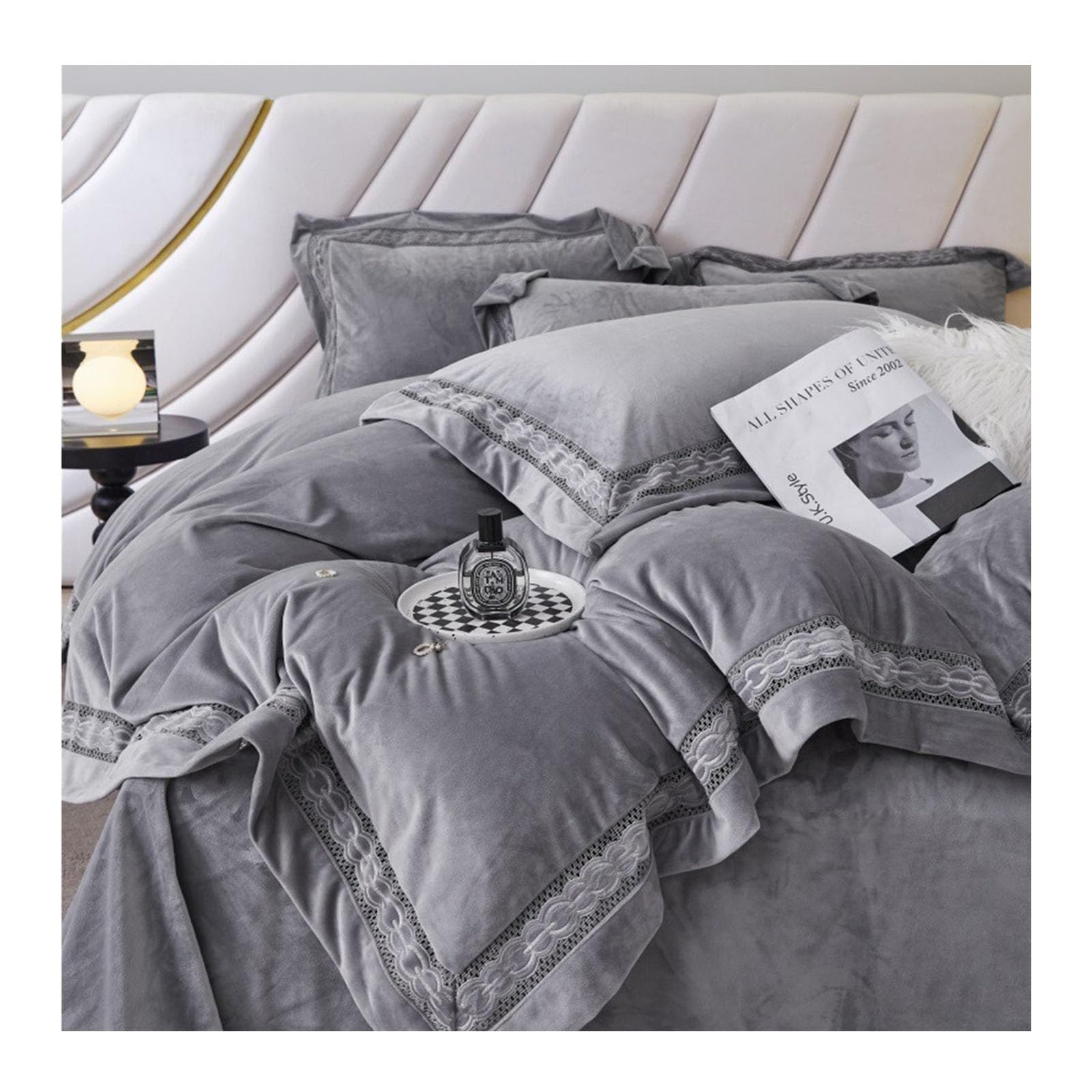 Housse de couette lit bébé parure de lit 4 pièces en duvet de lait chaud et taie d'oreiller