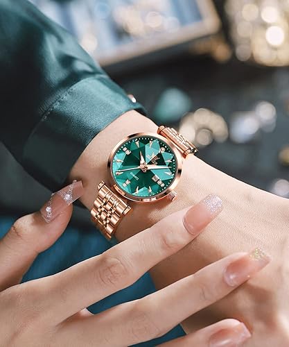 Miniatura 2 de OLEVS Relojes de mujer Vestido simple Reloj de mujer Reloj de acero inoxidable de oro rosa Reloj impermeable de cuarzo con fecha de lujo de