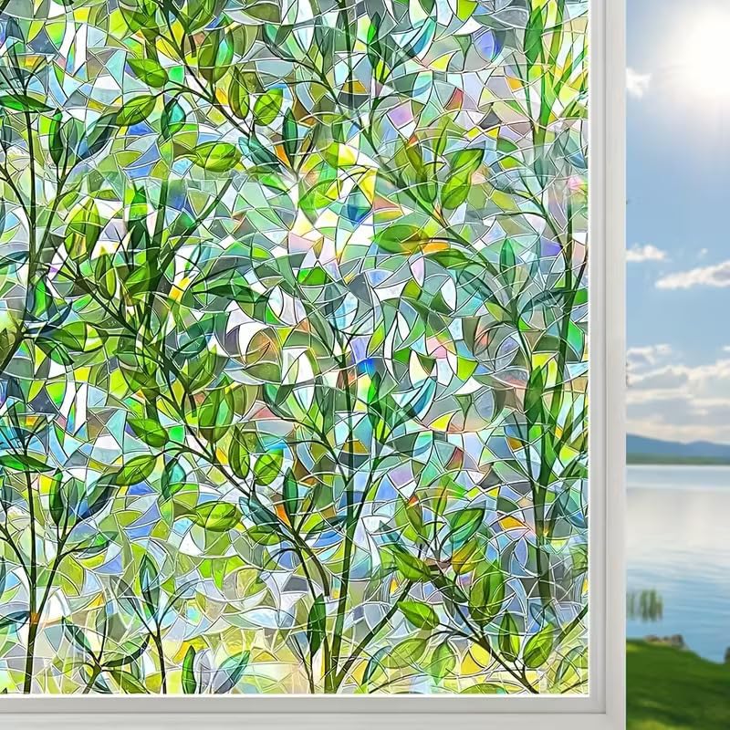 Non-Adhesive Rainbow Frosted Glass Window Privacy Film, 100% Static Cling Electrostatic Reusable Heat Blocking & Anti-UV Decorative Film for Bathroom and Room (60cm X 100inch)-image-49