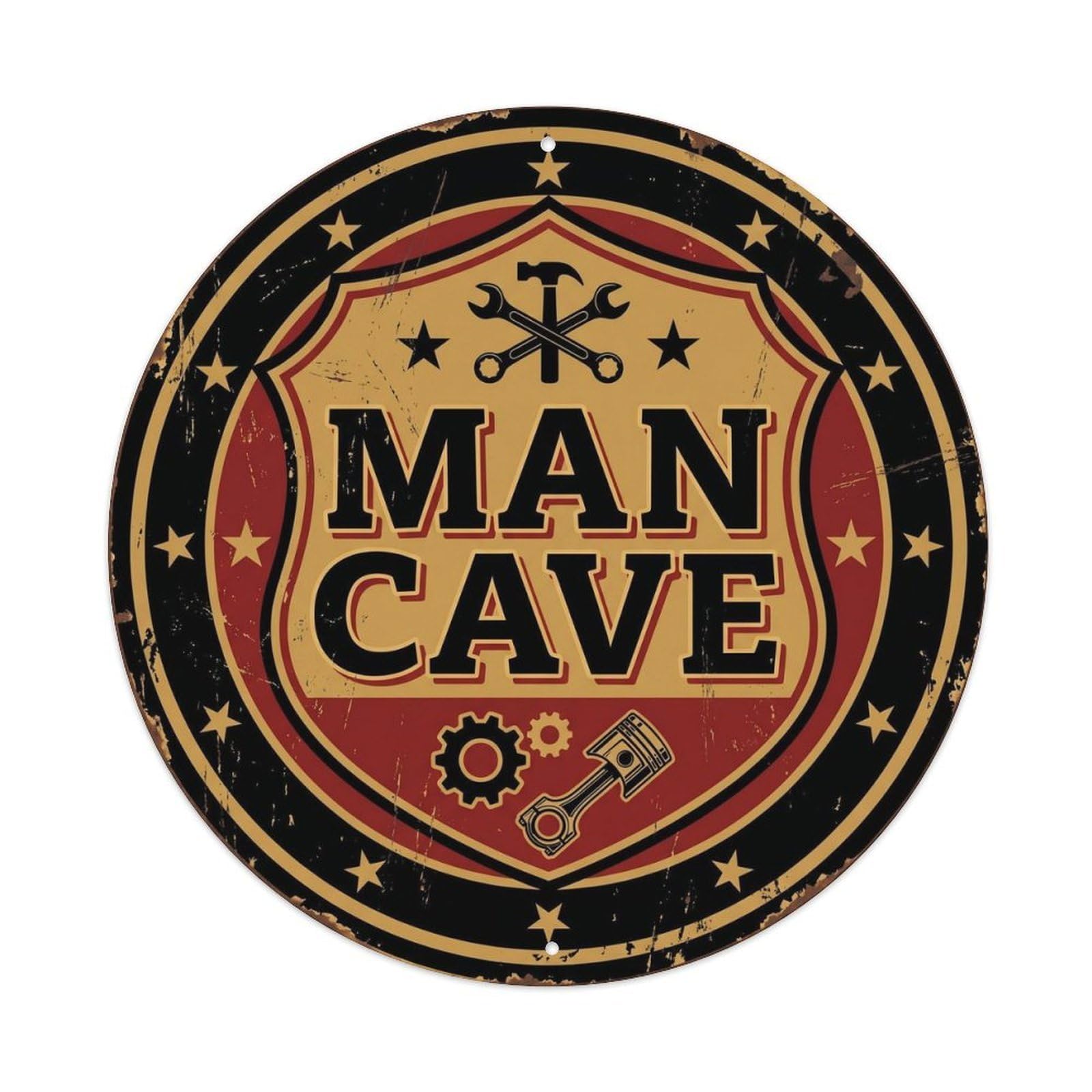 Garage Workshop Mechanic Humor Strong Tool Label Rustic Metal Tin Sign Plaque Wall Decor for Cafe, Man Cave, Club Bar, Office, Home Garden Round Metal Poster 8x8Inch