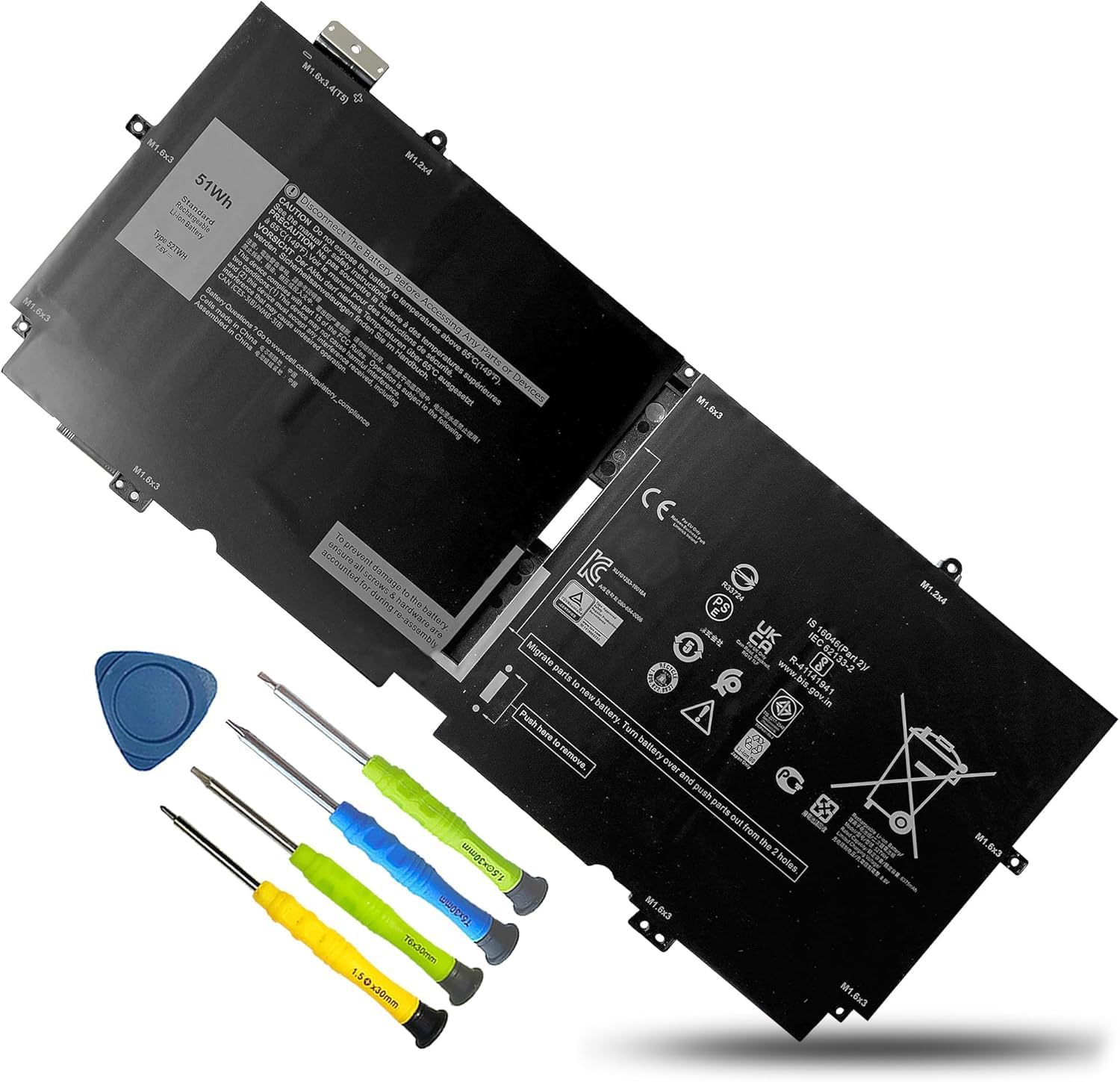 51Wh 52TWH Laptop Battery Replacement for Dell XPS 13 7390 2-in-1 Series Notebook P103G P103G001 P103G002 MM6M8 0MM6M8 XX3T7 0XX3T7 7.6V 4-Cell