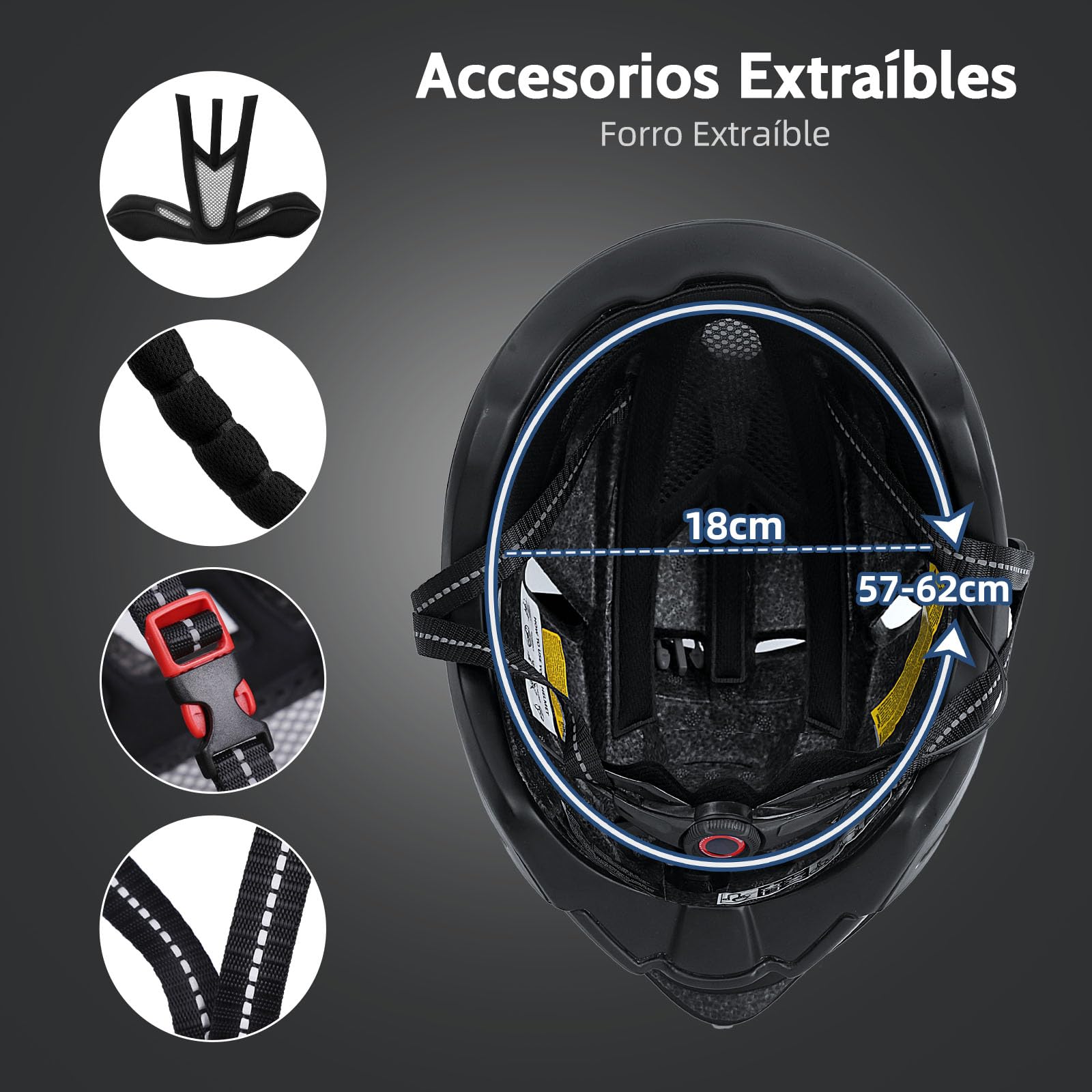 Shinmax Casco Bicicleta Adulto con Visera Magnética Casco MTB con Luz LED Recargable & Cuerda de Seguridad Reflectante Casco Bici Hombre Mujer Casco Bicicleta Montaña Ciclismo Carretera Tamaño 57-62CM