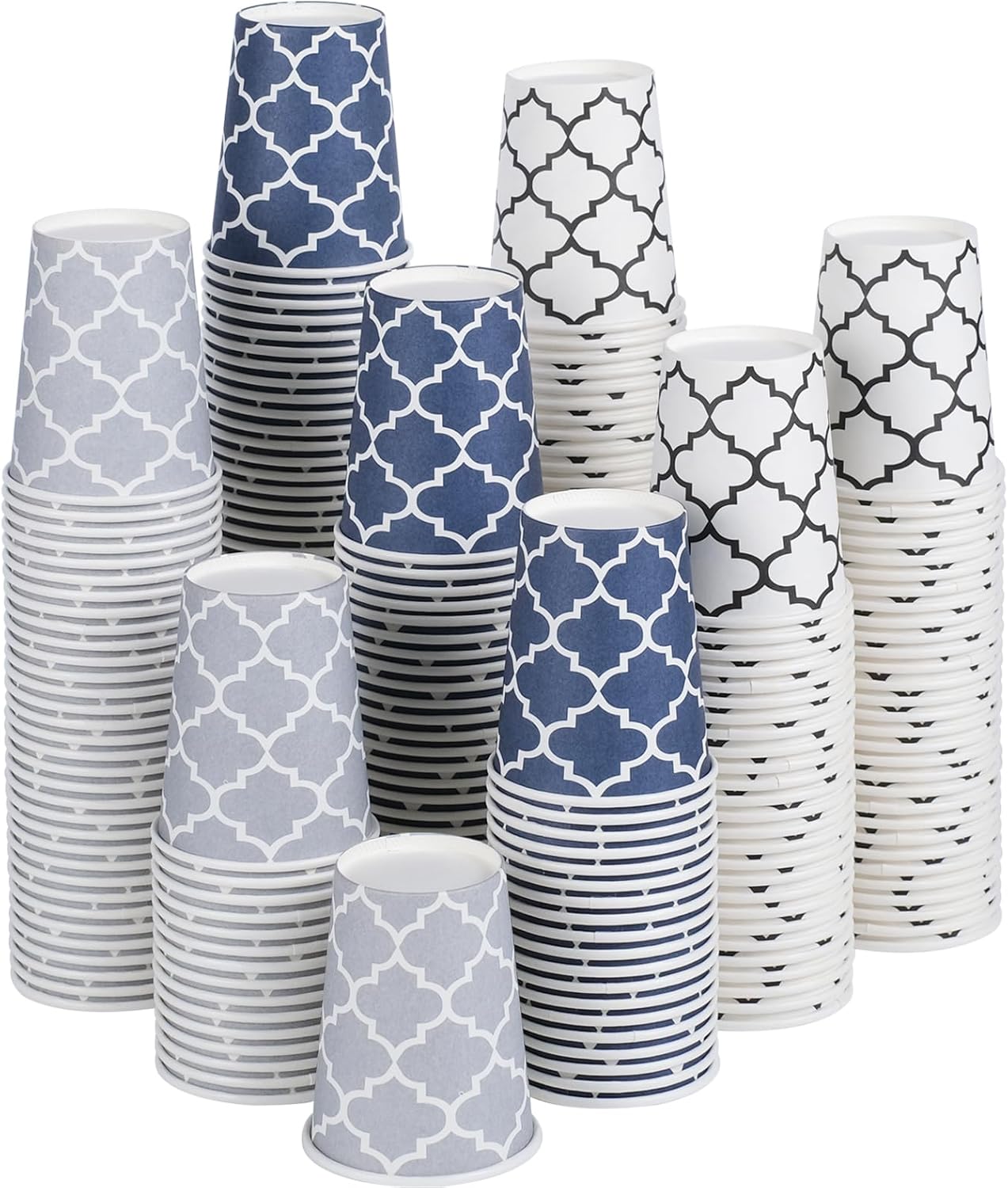 Clawsoff 300 Pack Paper Cups 8 oz, Disposable Coffee Cups 8 OZ Colourful Hot/Cold Beverage Drinking Cups for Office Party Home Picnic